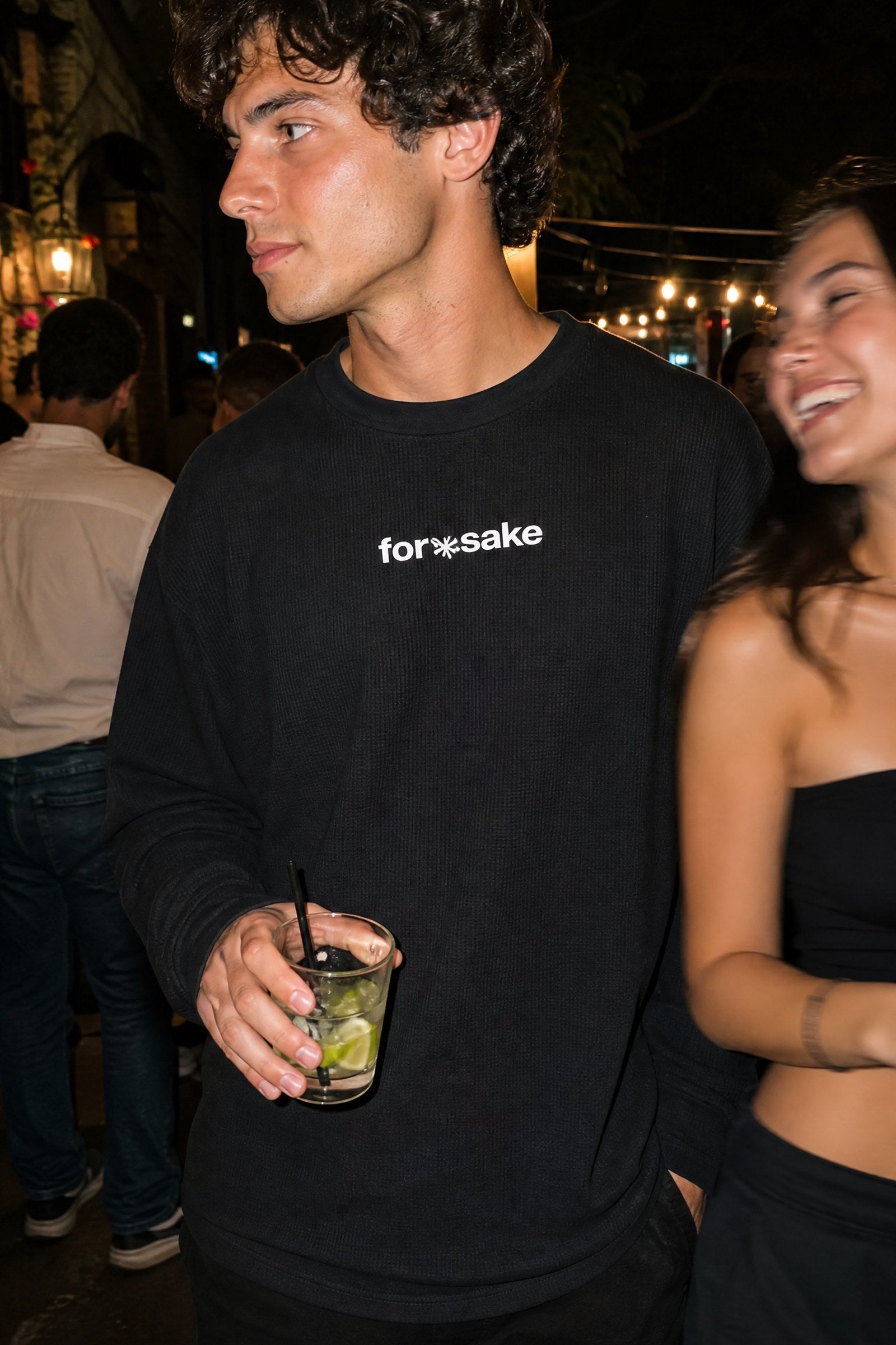 FFS cropped 2:3 | original_media:gid://shopify/MediaImage/30933525758055 | position:3 | Forfksake Afterparty Scenes Waffle Long Sleeve Black