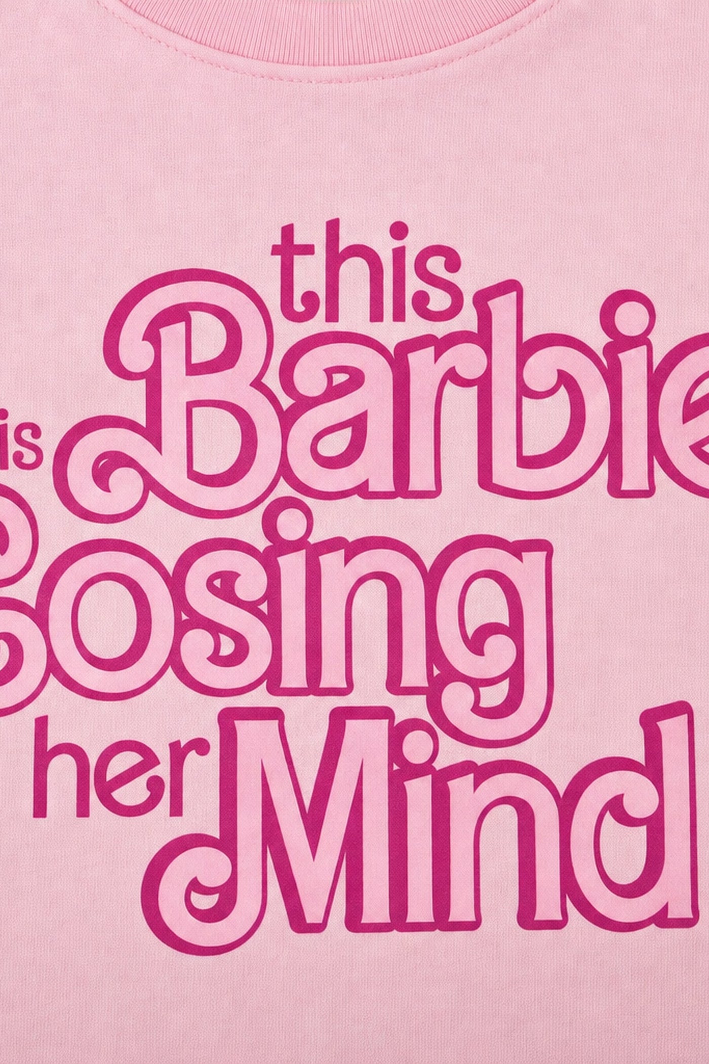 FFS cropped 2:3 | original_media:gid://shopify/MediaImage/30933656404071 | position:3 | Forfksake Barbie Losing Mind Pink T-Shirt