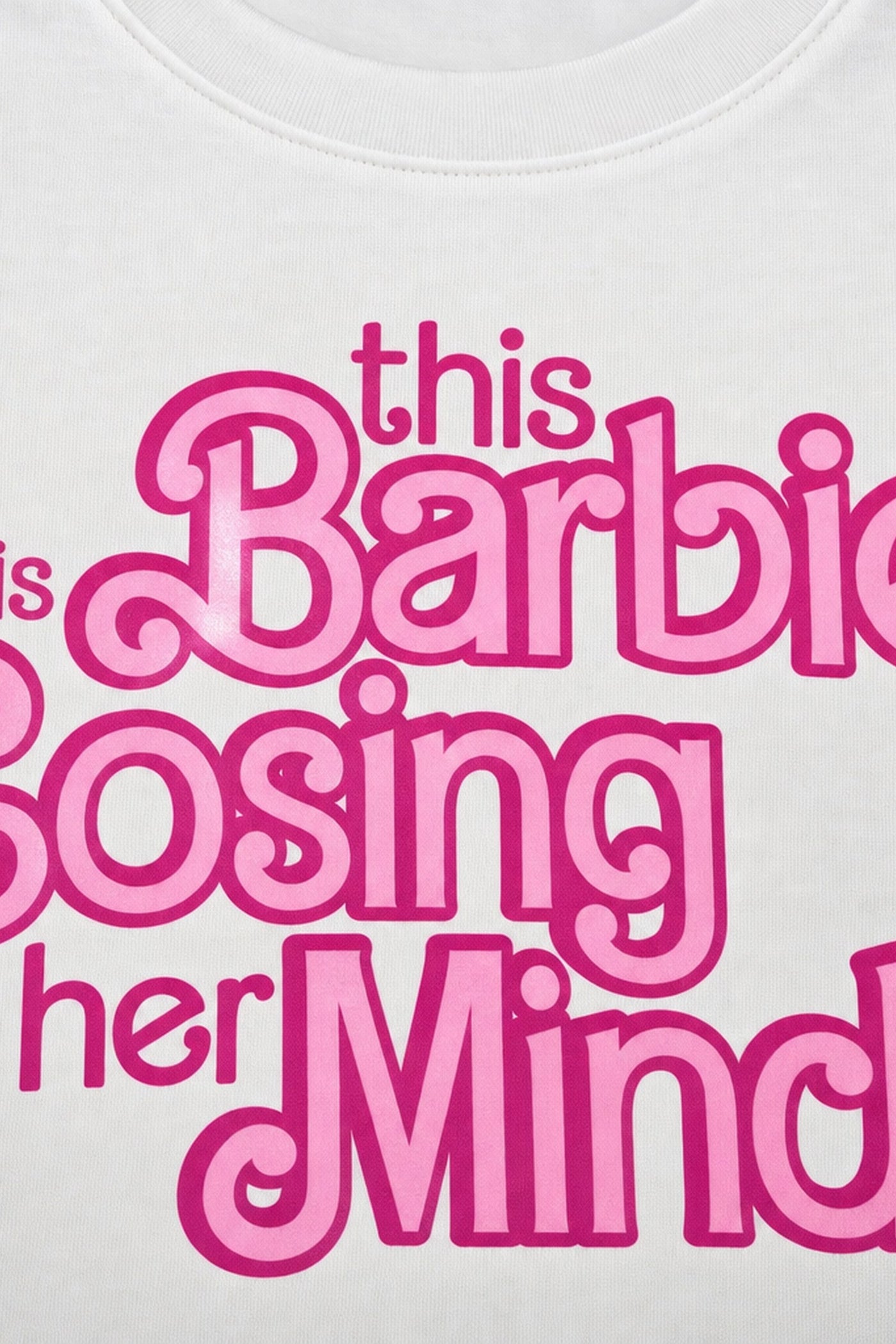 FFS cropped 2:3 | original_media:gid://shopify/MediaImage/30933657387111 | position:3 | Forfksake Barbie Losing Mind White T-Shirt