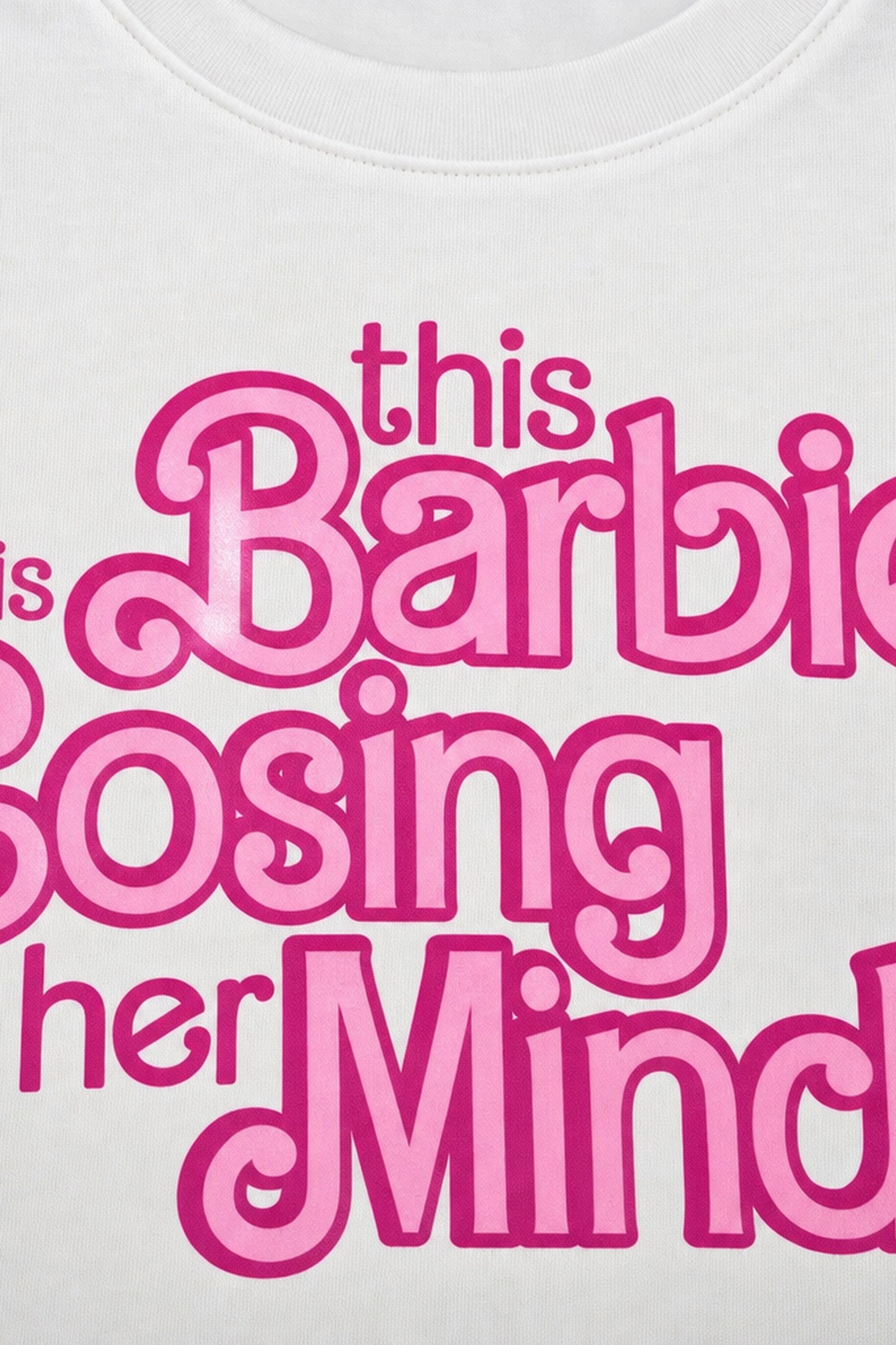 FFS cropped 2:3 | original_media:gid://shopify/MediaImage/30933657387111 | position:3 | Forfksake Barbie Losing Mind White T-Shirt