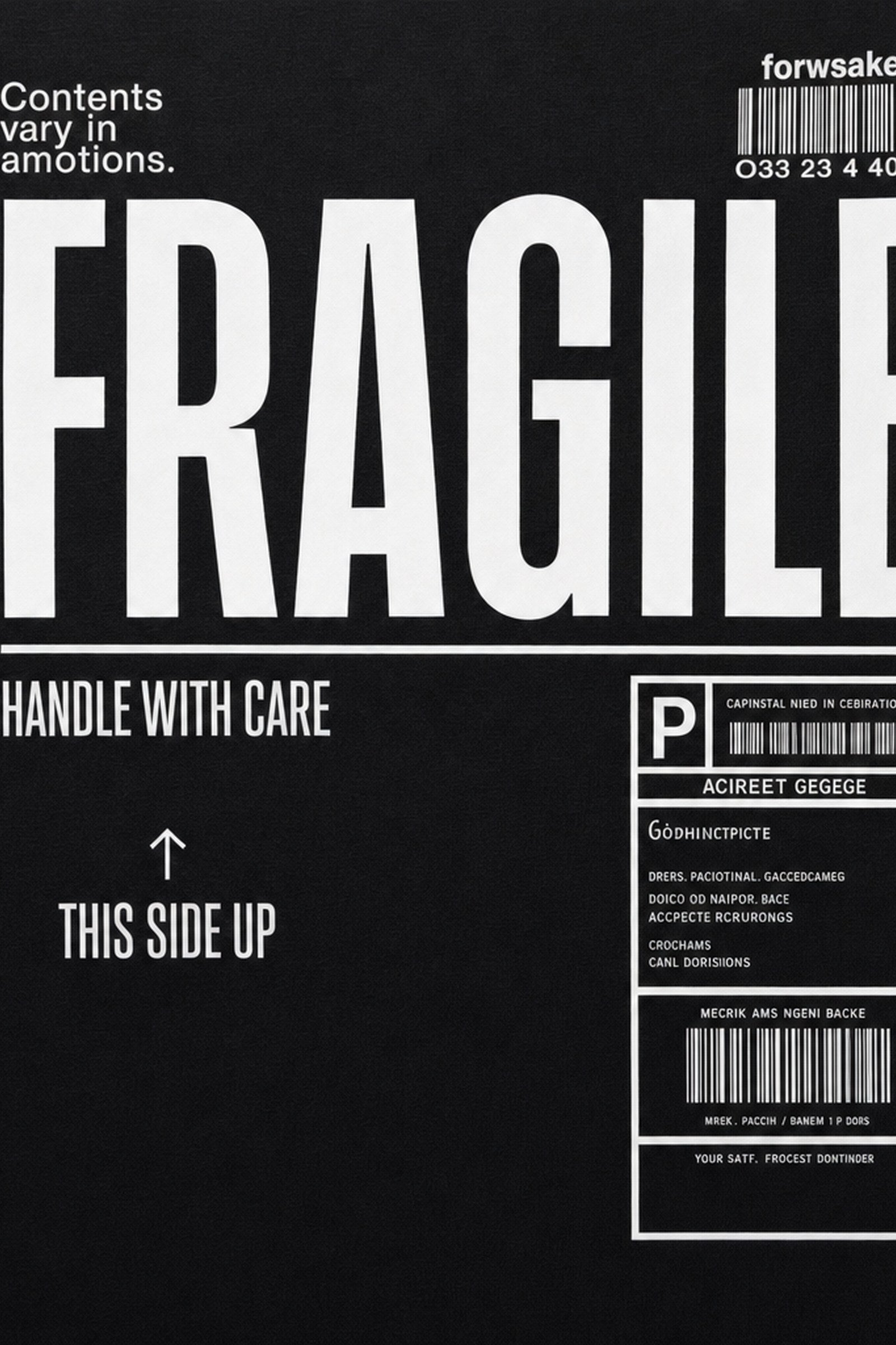 FFS cropped 2:3 | original_media:gid://shopify/MediaImage/30933954134119 | position:3 | Forfksake Handle With Care Black T-Shirt