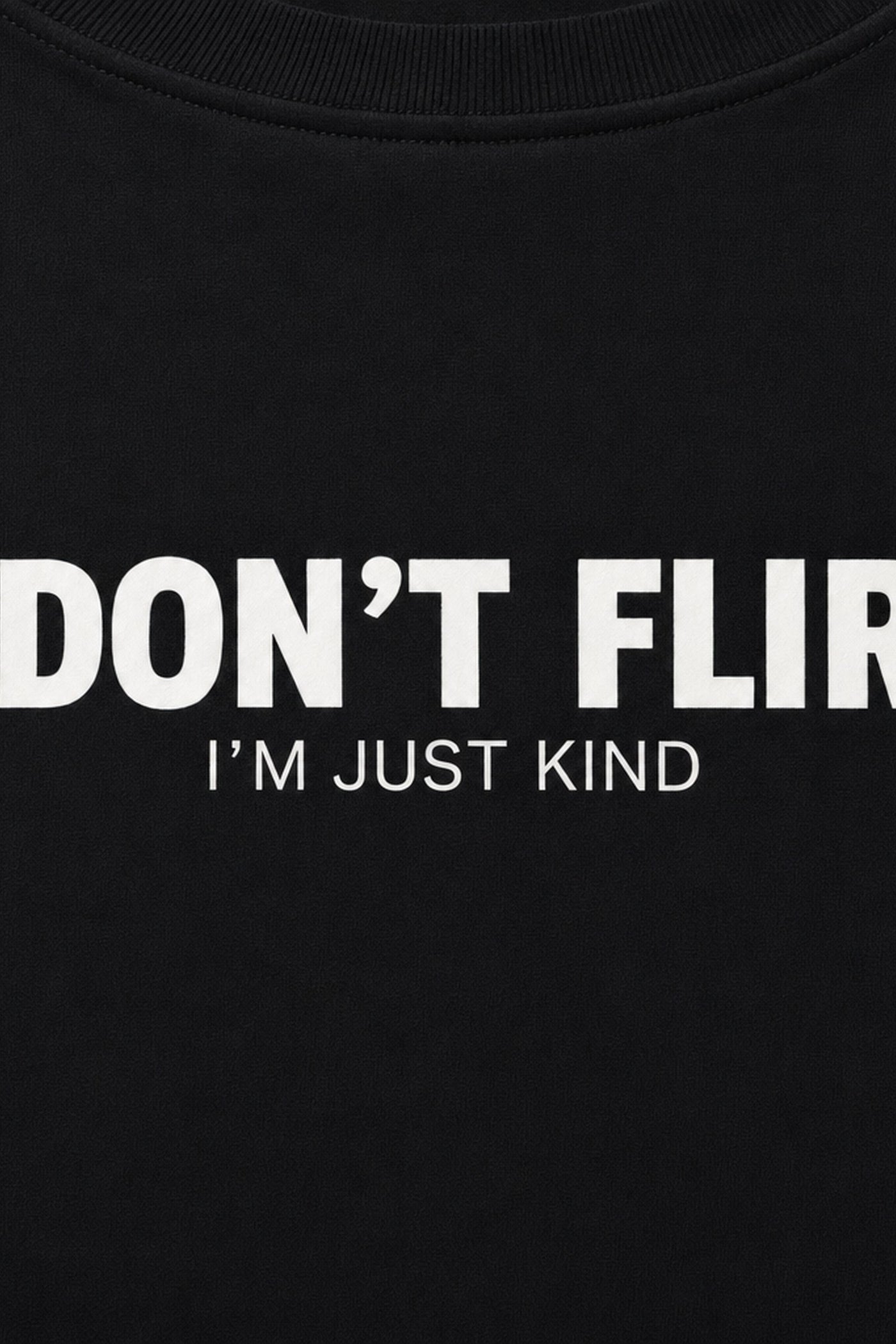 FFS cropped 2:3 | original_media:gid://shopify/MediaImage/30933988606055 | position:3 | Forfksake I Don't Flirt Black T-Shirt