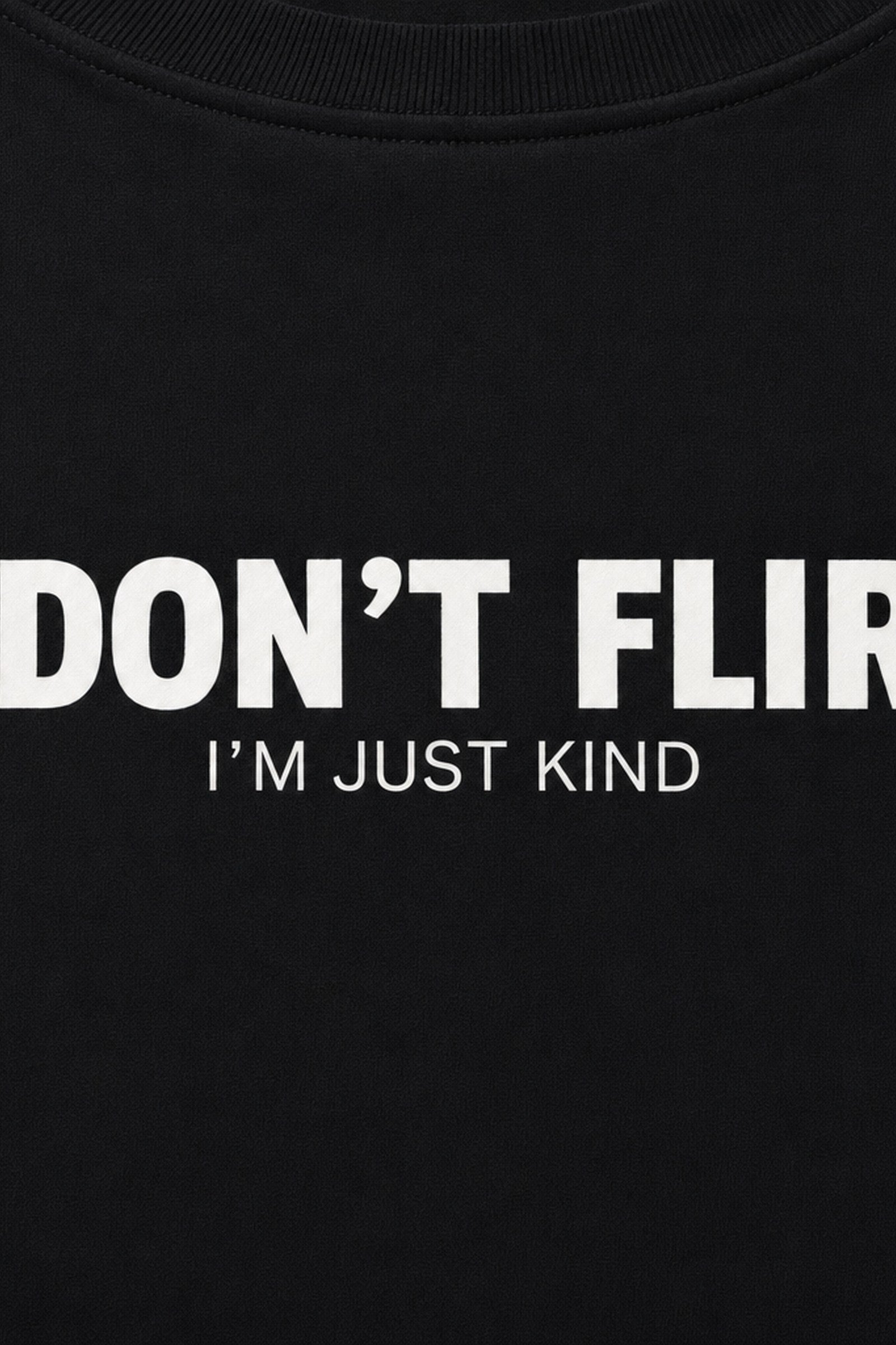 FFS cropped 2:3 | original_media:gid://shopify/MediaImage/30933988606055 | position:3 | Forfksake I Don't Flirt Black T-Shirt