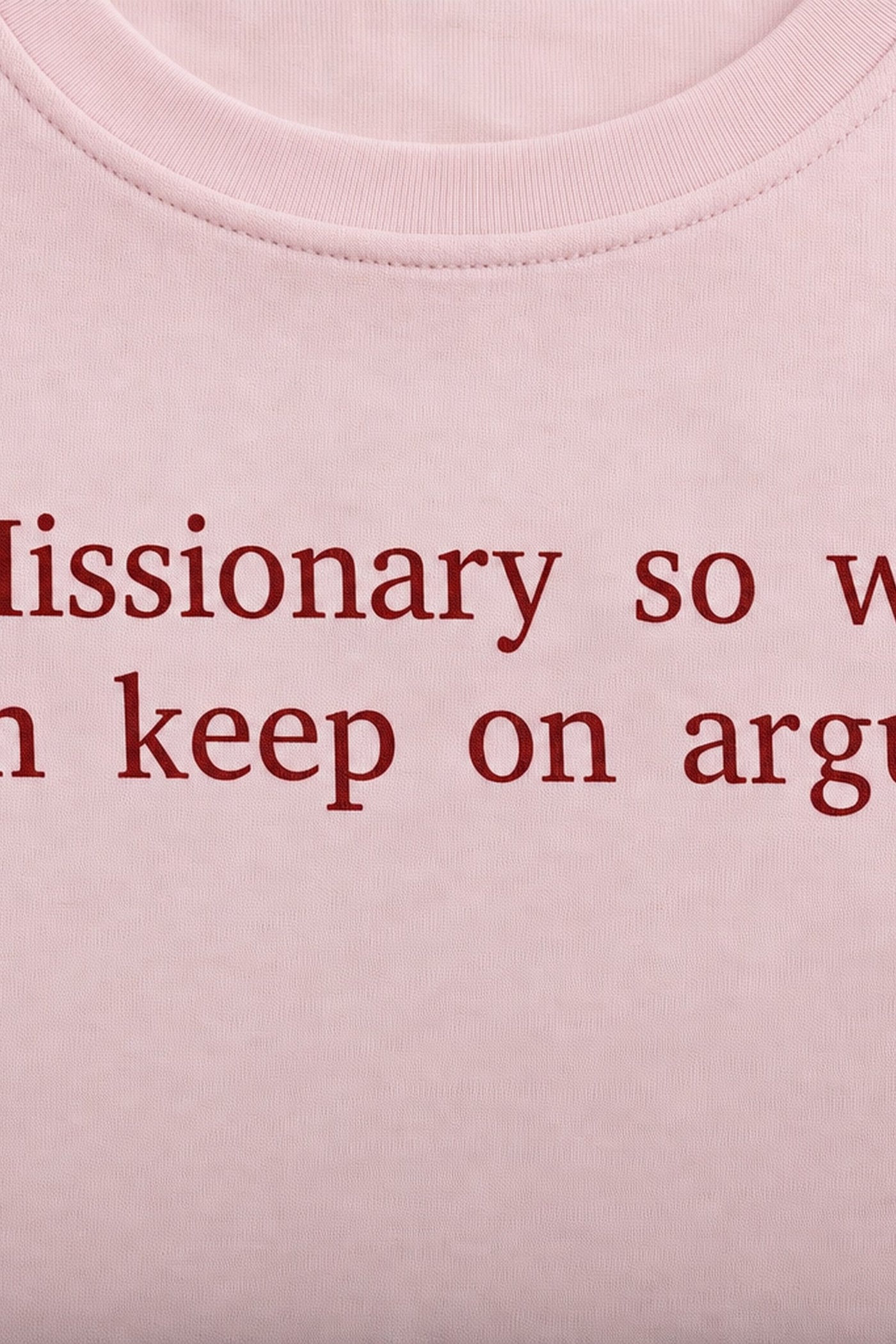 FFS cropped 2:3 | original_media:gid://shopify/MediaImage/30934036512871 | position:3 | Forfksake Missionary Pink Baby Tee