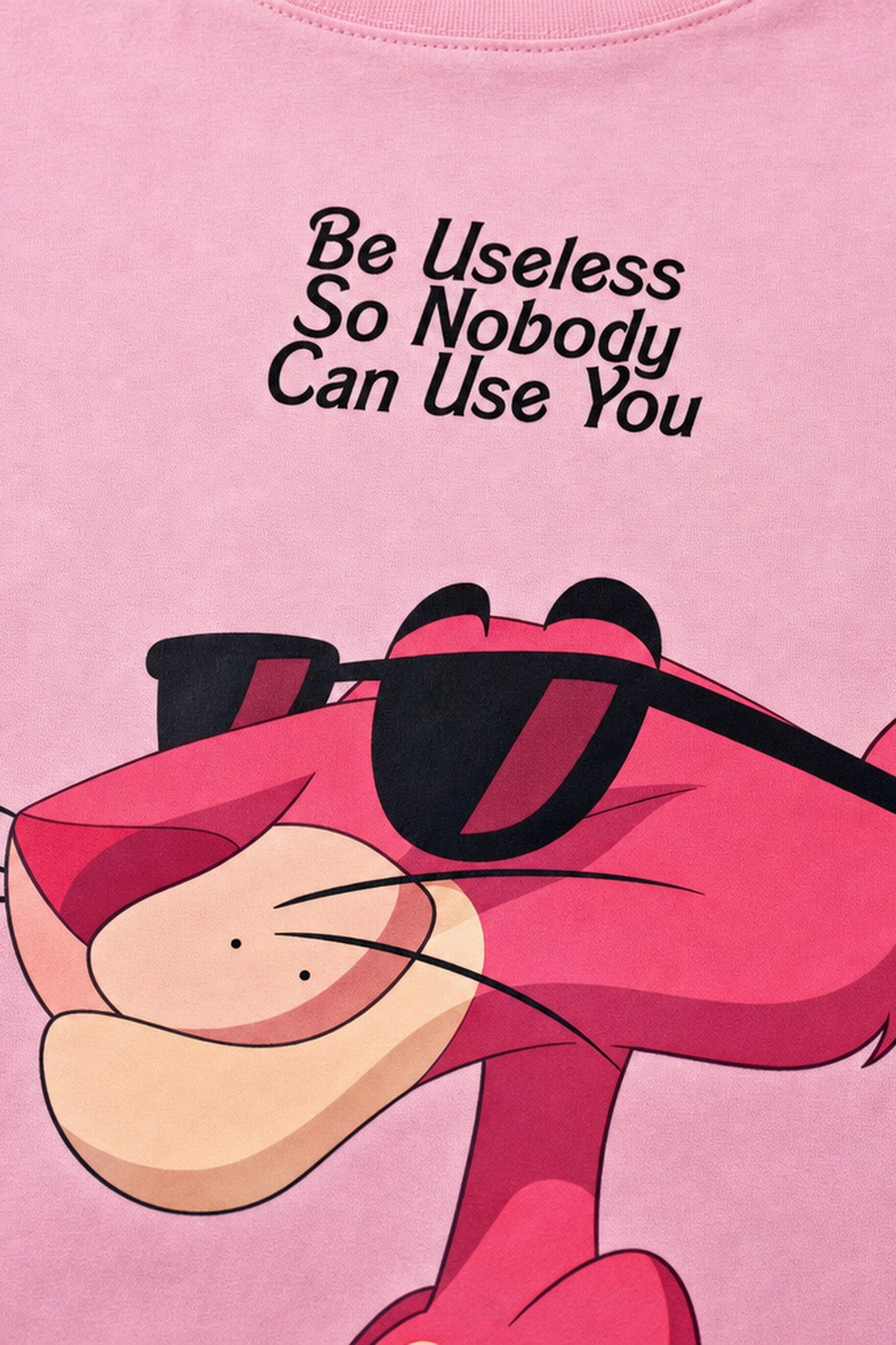 FFS cropped 2:3 | original_media:gid://shopify/MediaImage/30934119546983 | position:3 | Forfksake Pink Panther Useless Graphic T-Shirt Pink