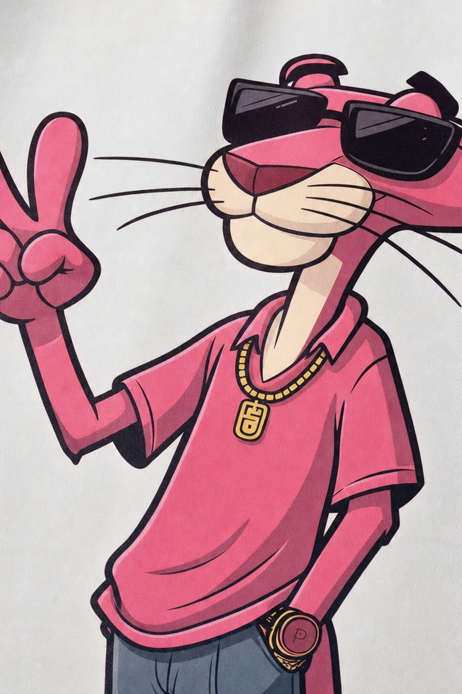 FFS cropped 2:3 | original_media:gid://shopify/MediaImage/30934123118695 | position:3 | Forfksake Pink Panther White T-Shirt