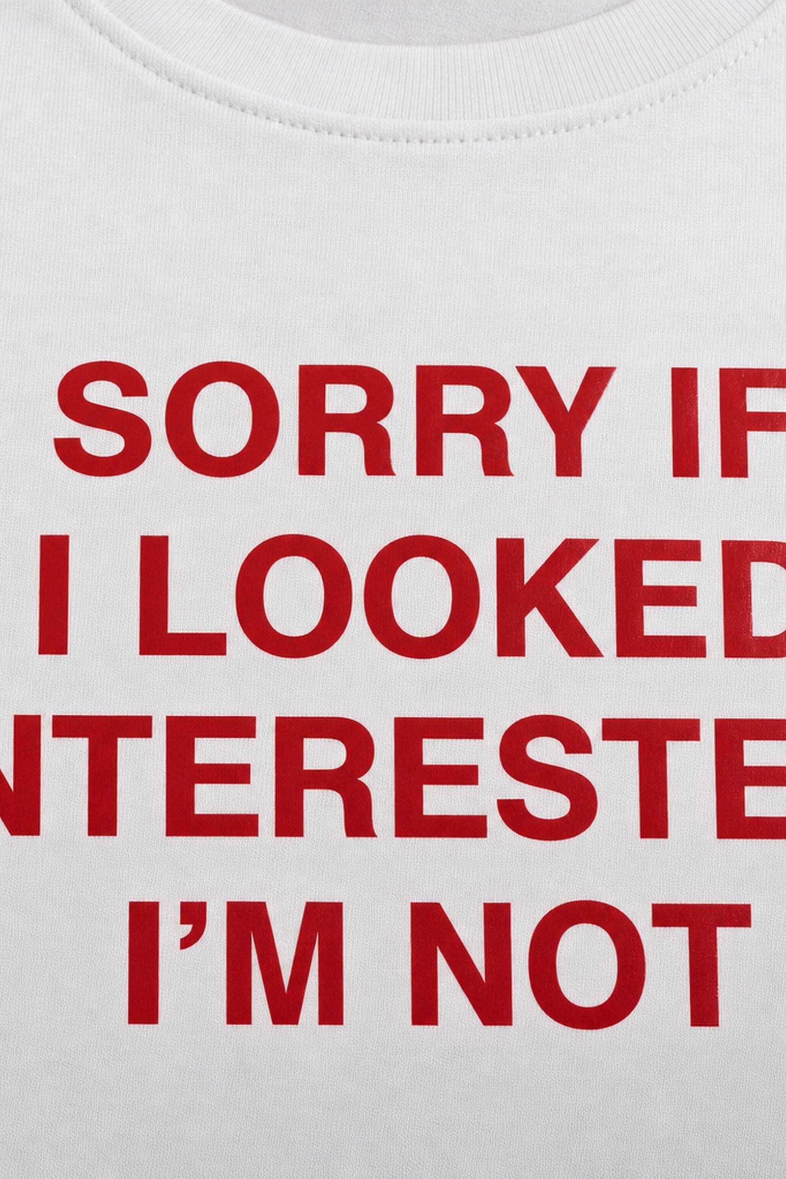 FFS cropped 2:3 | original_media:gid://shopify/MediaImage/30934225485927 | position:3 | Forfksake Sorry If I Looked Interested Baby Tee White