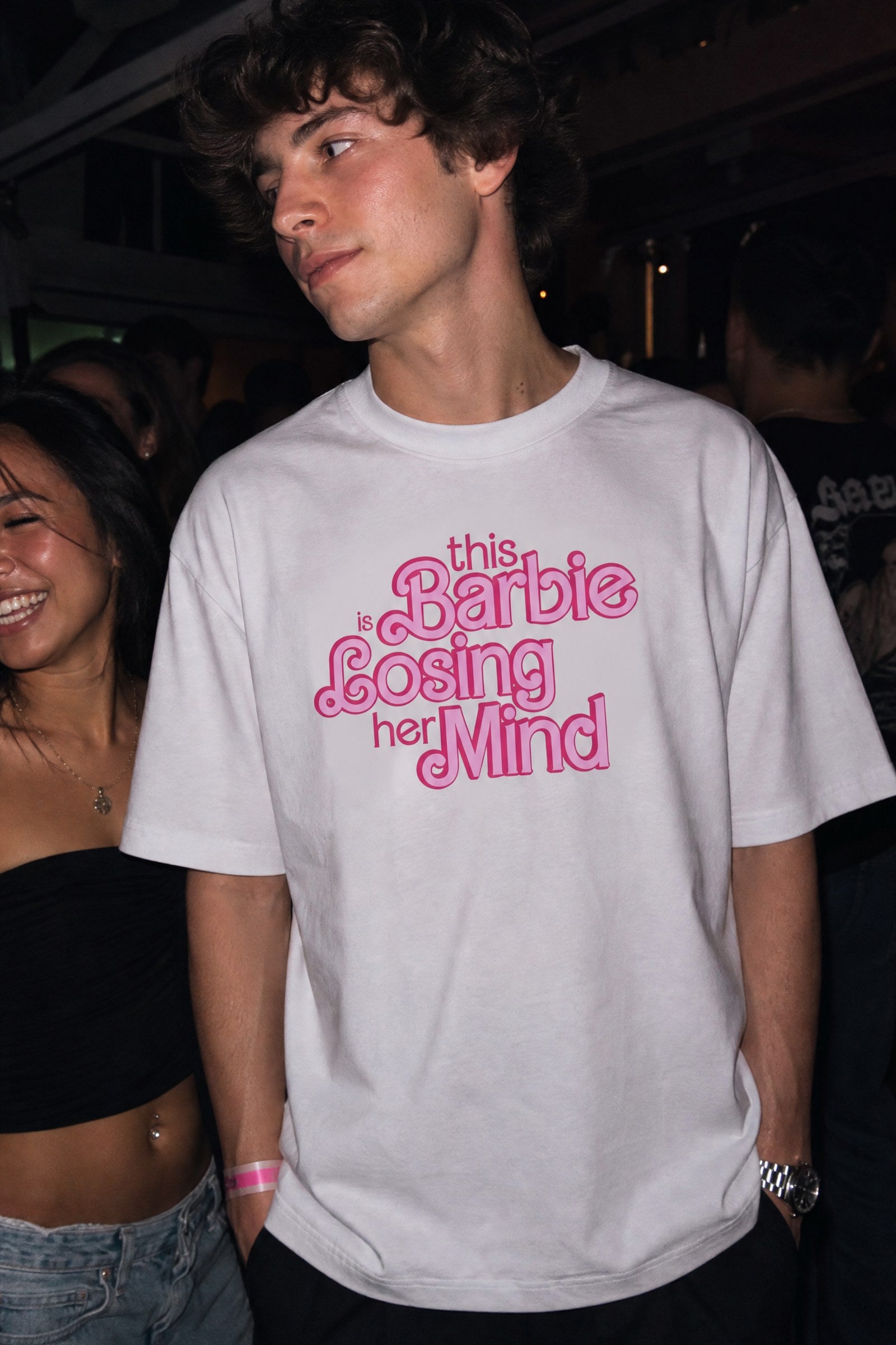 FFS cropped 2:3 | original_media:gid://shopify/MediaImage/30933657485415 | position:4 | Forfksake Barbie Losing Mind White T-Shirt