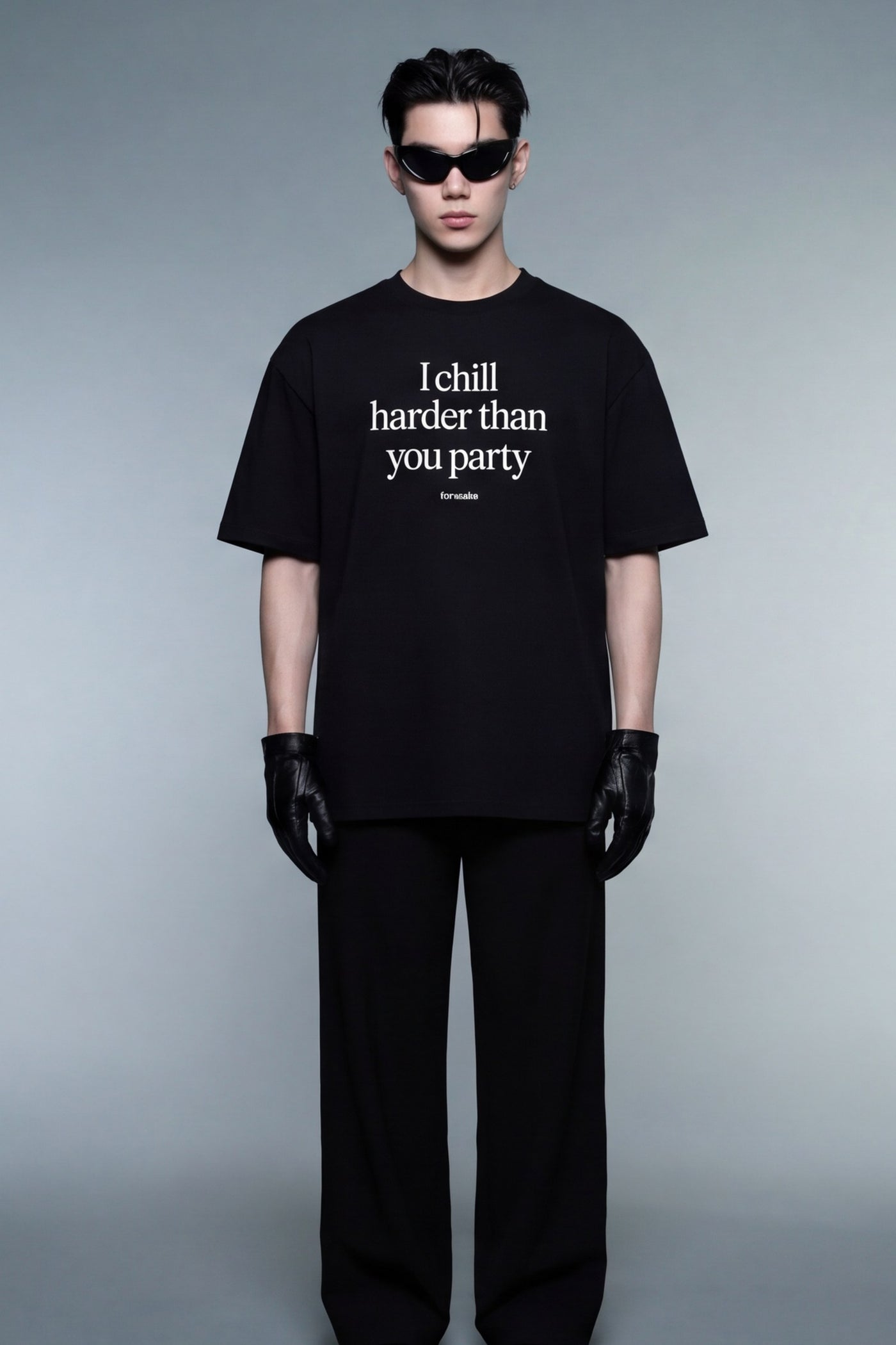 FFS cropped 2:3 | original_media:gid://shopify/MediaImage/30933680226407 | position:4 | Forfksake Chill Harder Than Party T-Shirt Black