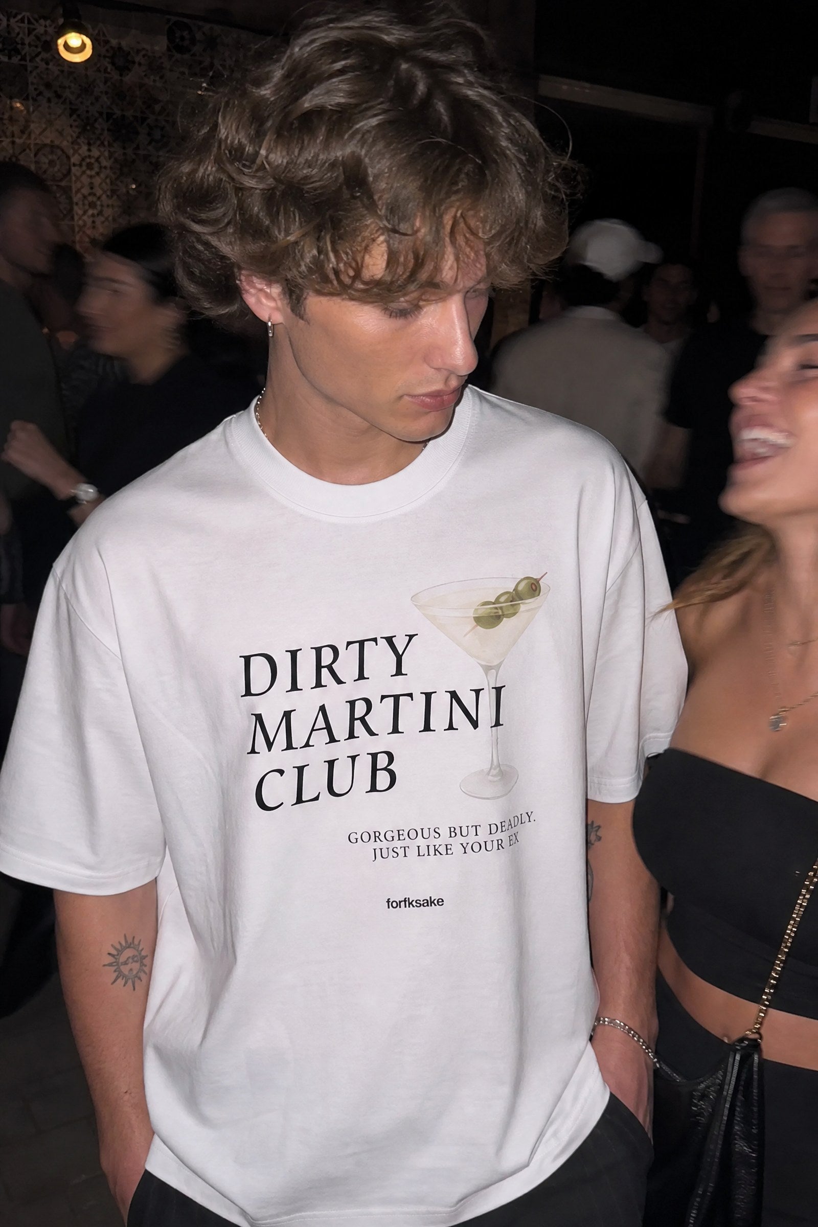 FFS cropped 2:3 | original_media:gid://shopify/MediaImage/30933689204839 | position:4 | Forfksake Dirty Martini Club Nude White T-Shirt
