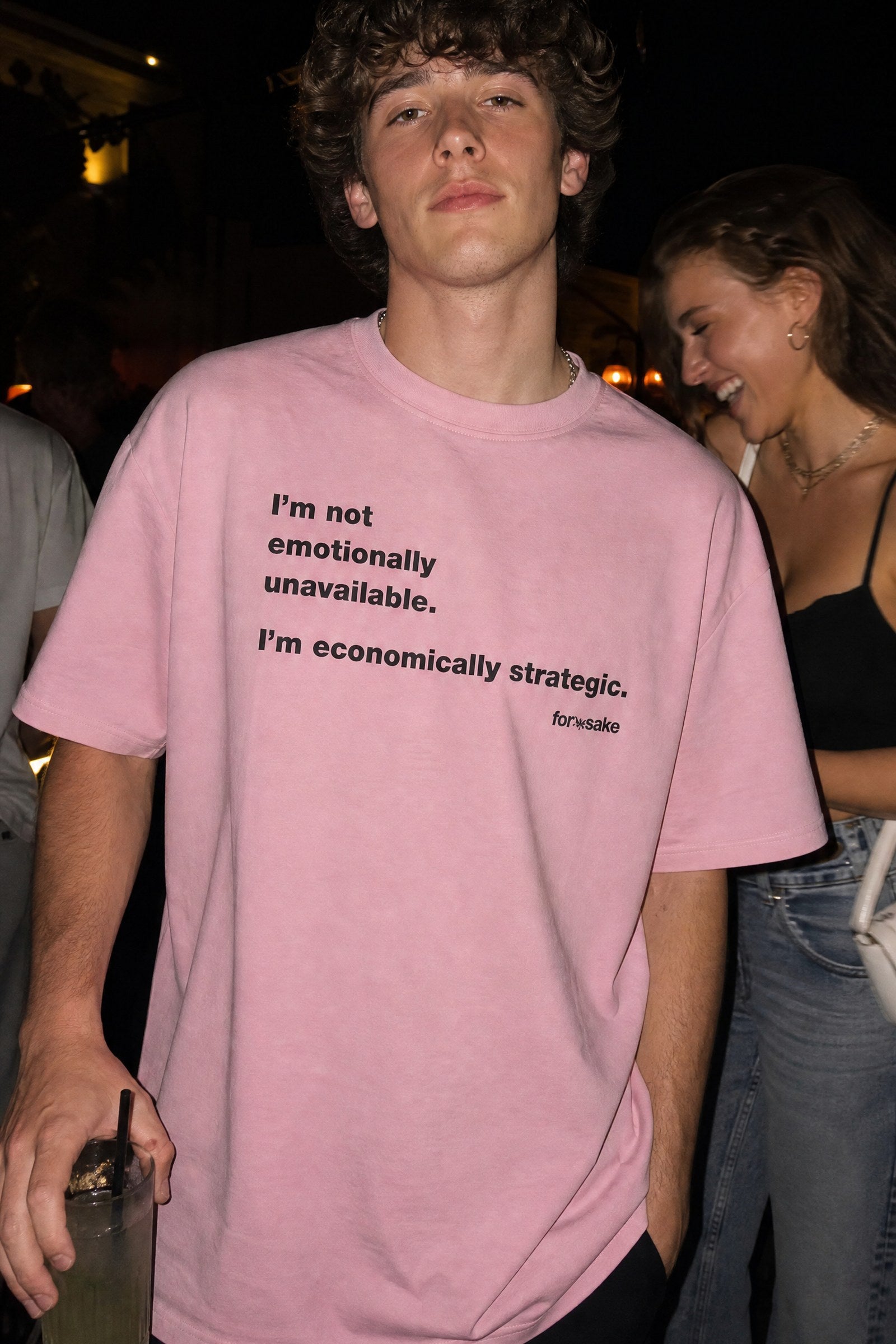 FFS cropped 2:3 | original_media:gid://shopify/MediaImage/30933733113959 | position:4 | Forfksake Emotionally Unavailable Pink T-Shirt