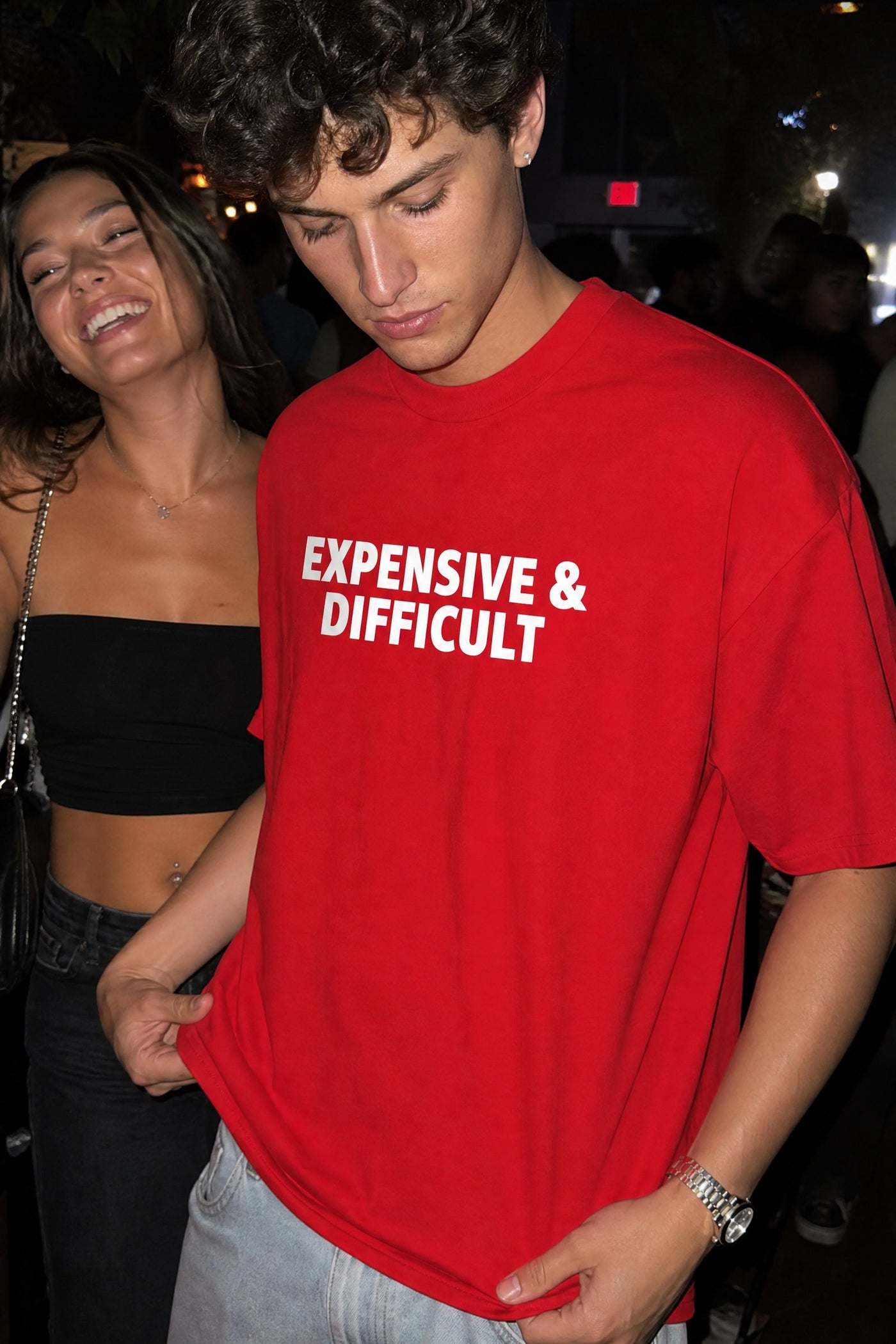 FFS cropped 2:3 | original_media:gid://shopify/MediaImage/30933740781671 | position:4 | Forfksake Expensive & Difficult T-Shirt Red