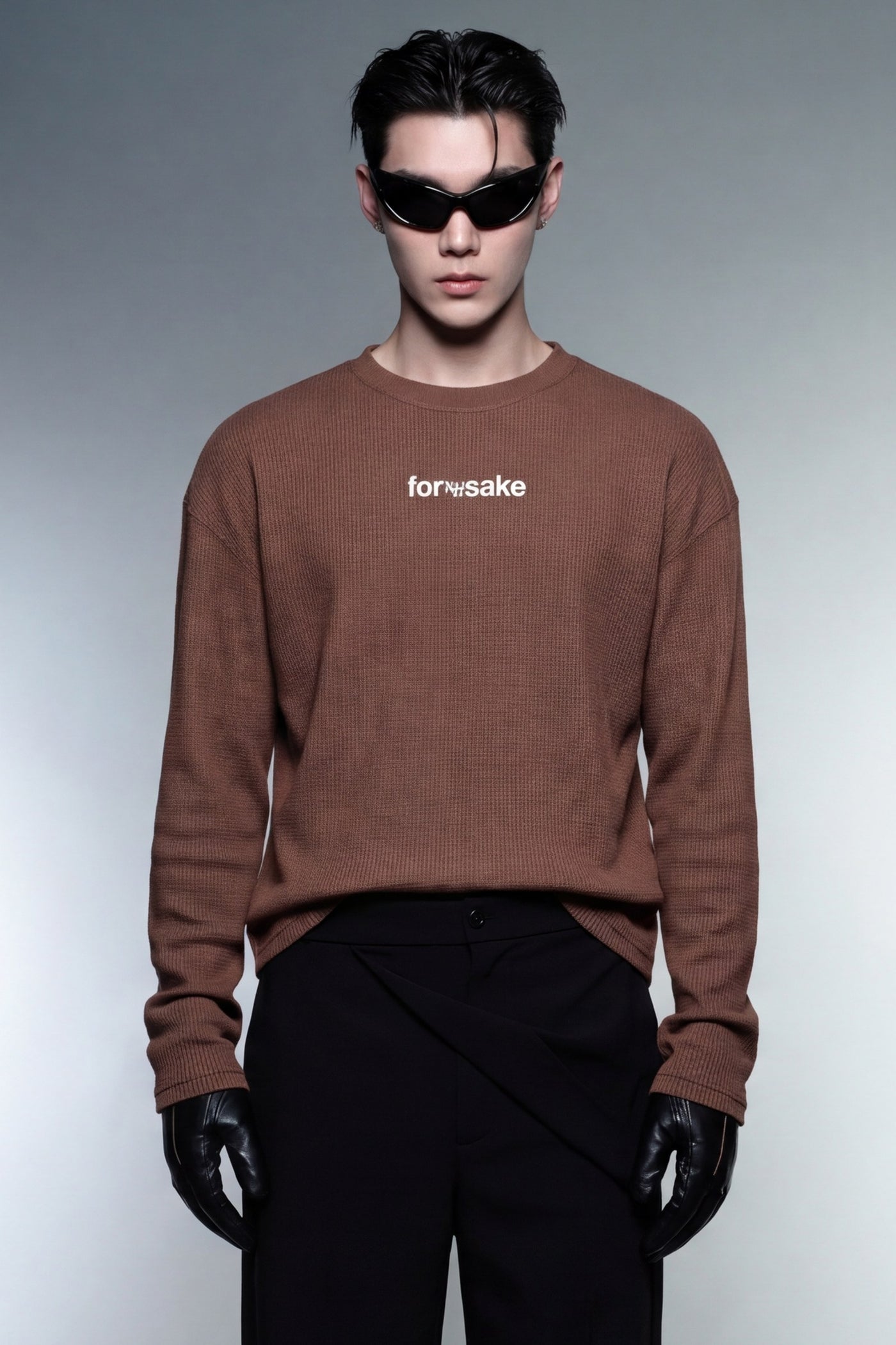FFS cropped 2:3 | original_media:gid://shopify/MediaImage/30933977530471 | position:4 | Forfksake Hotter Girlfriend Waffle Long Sleeve Brown