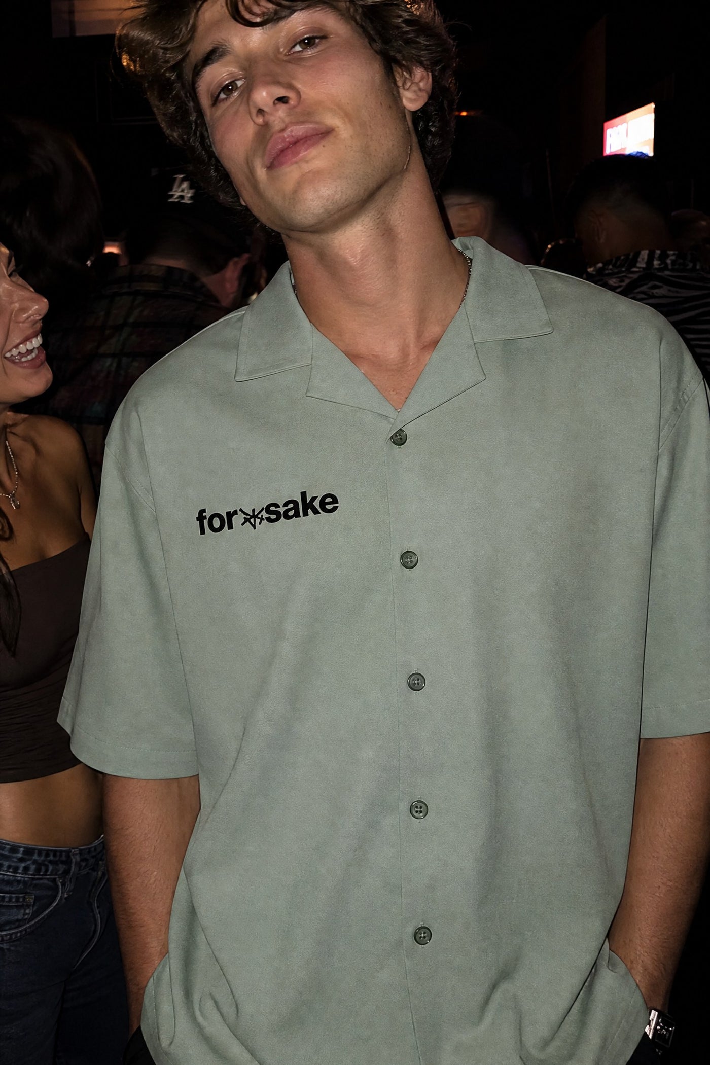 FFS cropped 2:3 | original_media:gid://shopify/MediaImage/30934016032871 | position:4 | Forfksake Limited Edition Fake Bowling Shirt (Sage Green)