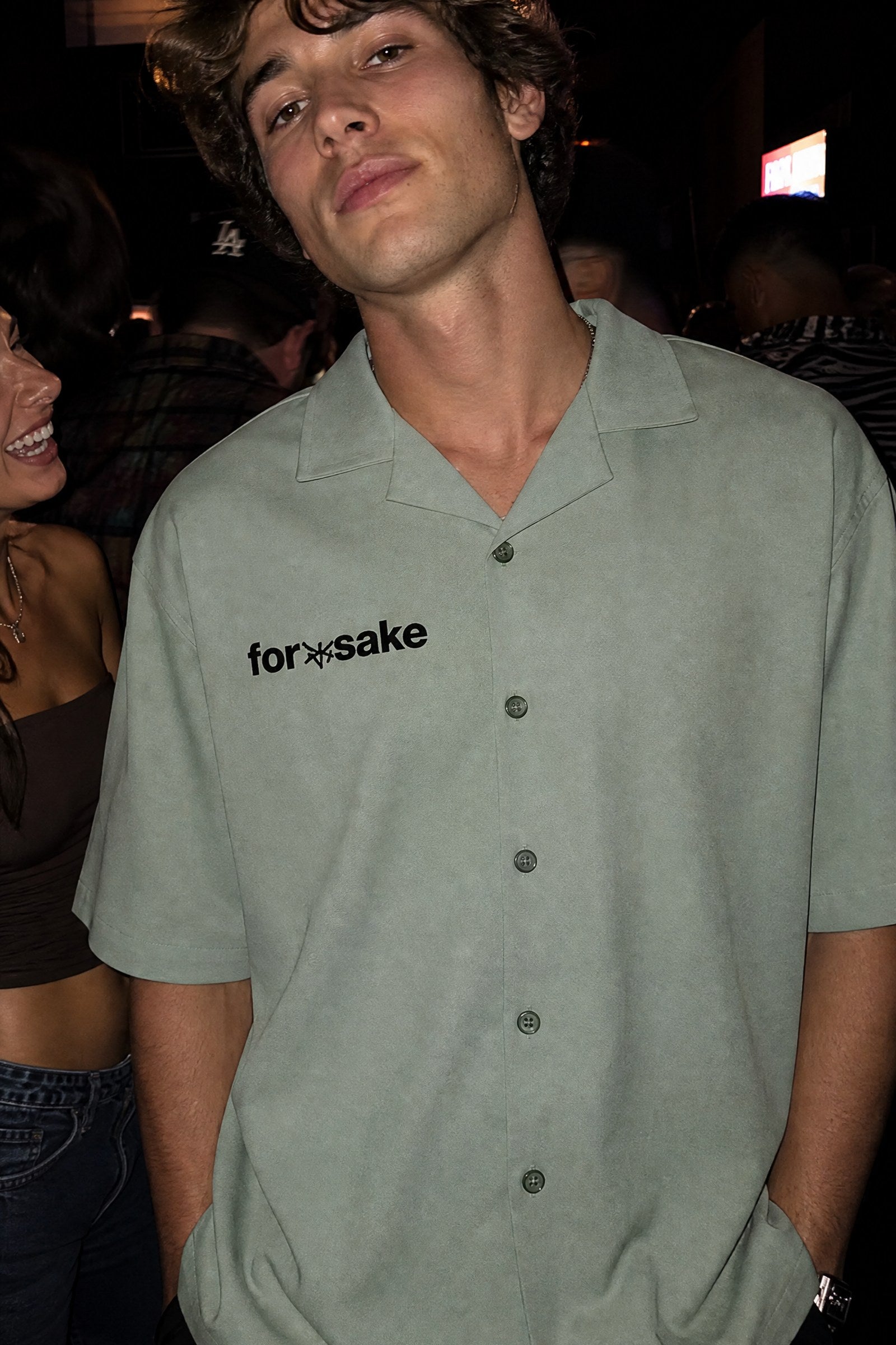 FFS cropped 2:3 | original_media:gid://shopify/MediaImage/30934016032871 | position:4 | Forfksake Limited Edition Fake Bowling Shirt (Sage Green)