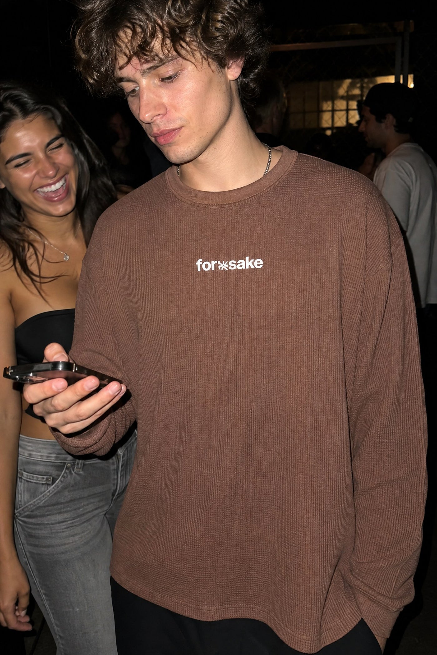 FFS cropped 2:3 | original_media:gid://shopify/MediaImage/30934020325479 | position:4 | Forfksake Locally Hated Waffle Long Sleeve Brown