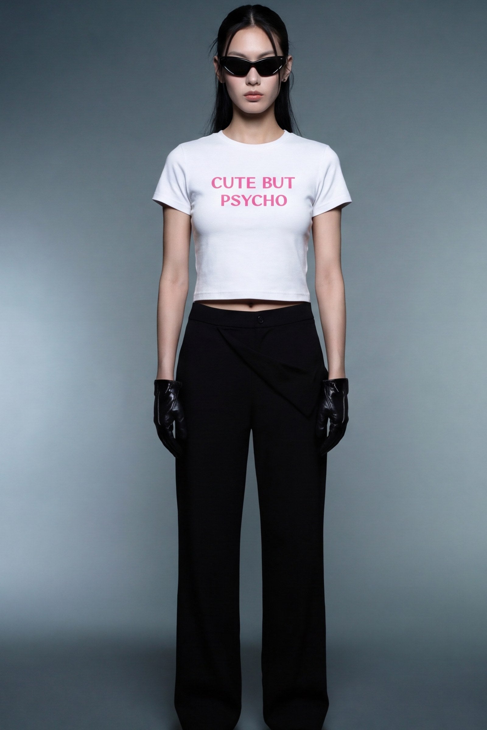FFS cropped 2:3 | original_media:gid://shopify/MediaImage/30934141927527 | position:4 | Forfksake Psycho White Baby Tee