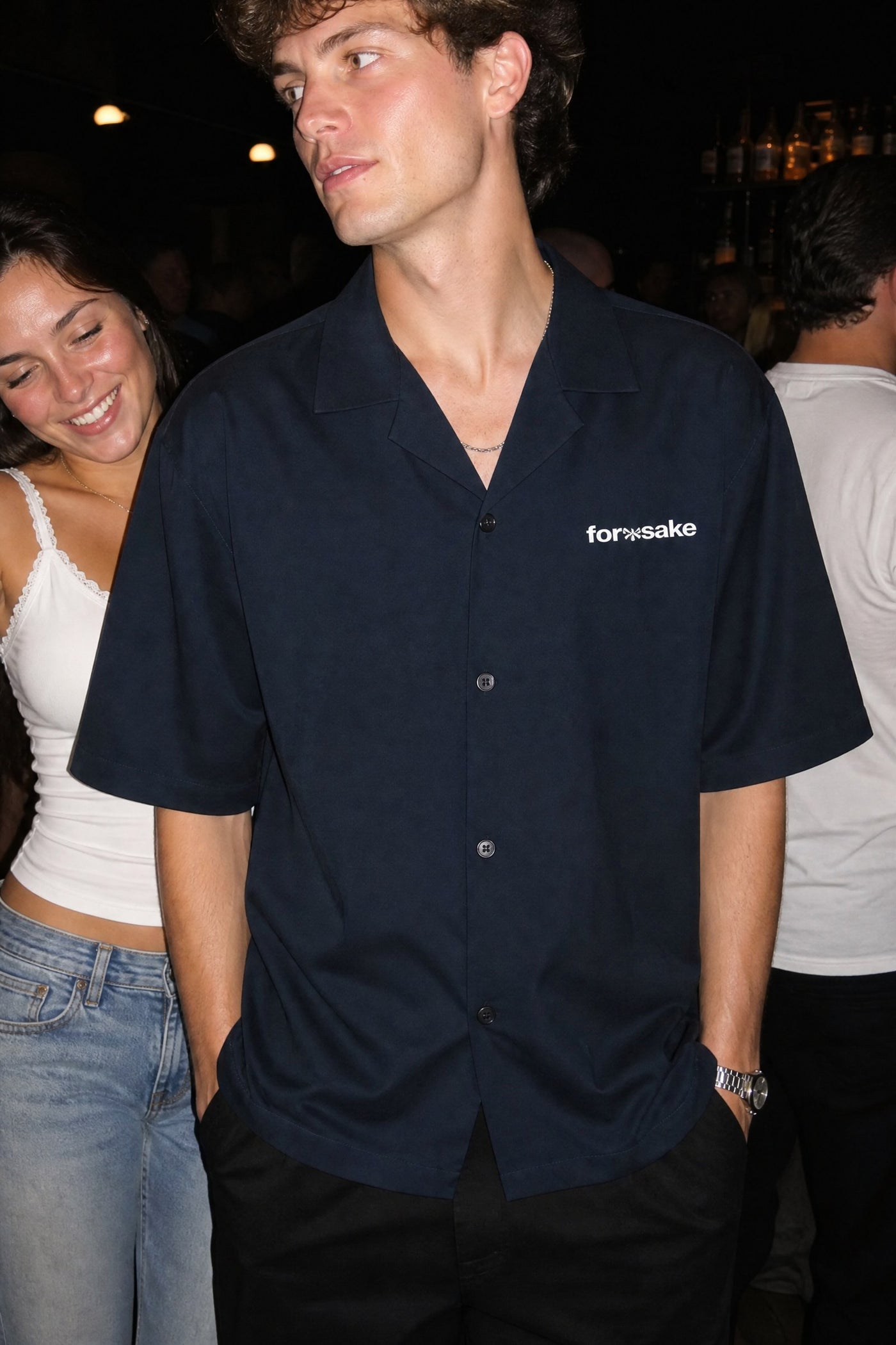 FFS cropped 2:3 | original_media:gid://shopify/MediaImage/30934188097639 | position:4 | Forfksake Sinners Navy Blue Bowling Shirt