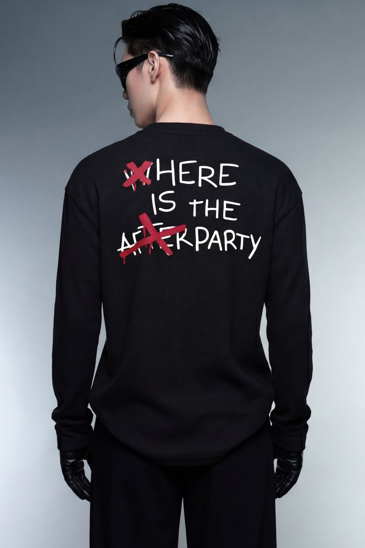 FFS cropped 2:3 | original_media:gid://shopify/MediaImage/30933537816679 | position:5 | Forfksake Afterparty Scenes Waffle Long Sleeve Black