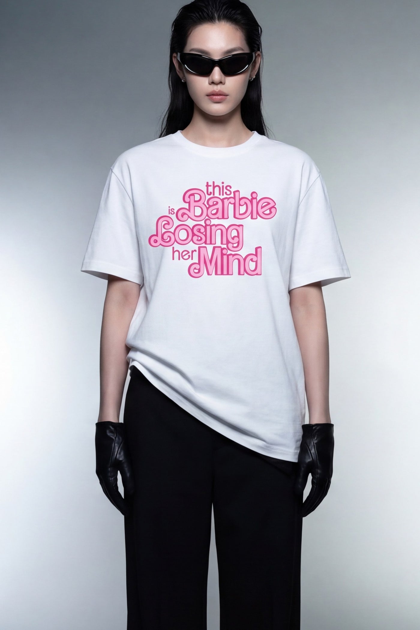 FFS cropped 2:3 | original_media:gid://shopify/MediaImage/30933657780327 | position:5 | Forfksake Barbie Losing Mind White T-Shirt