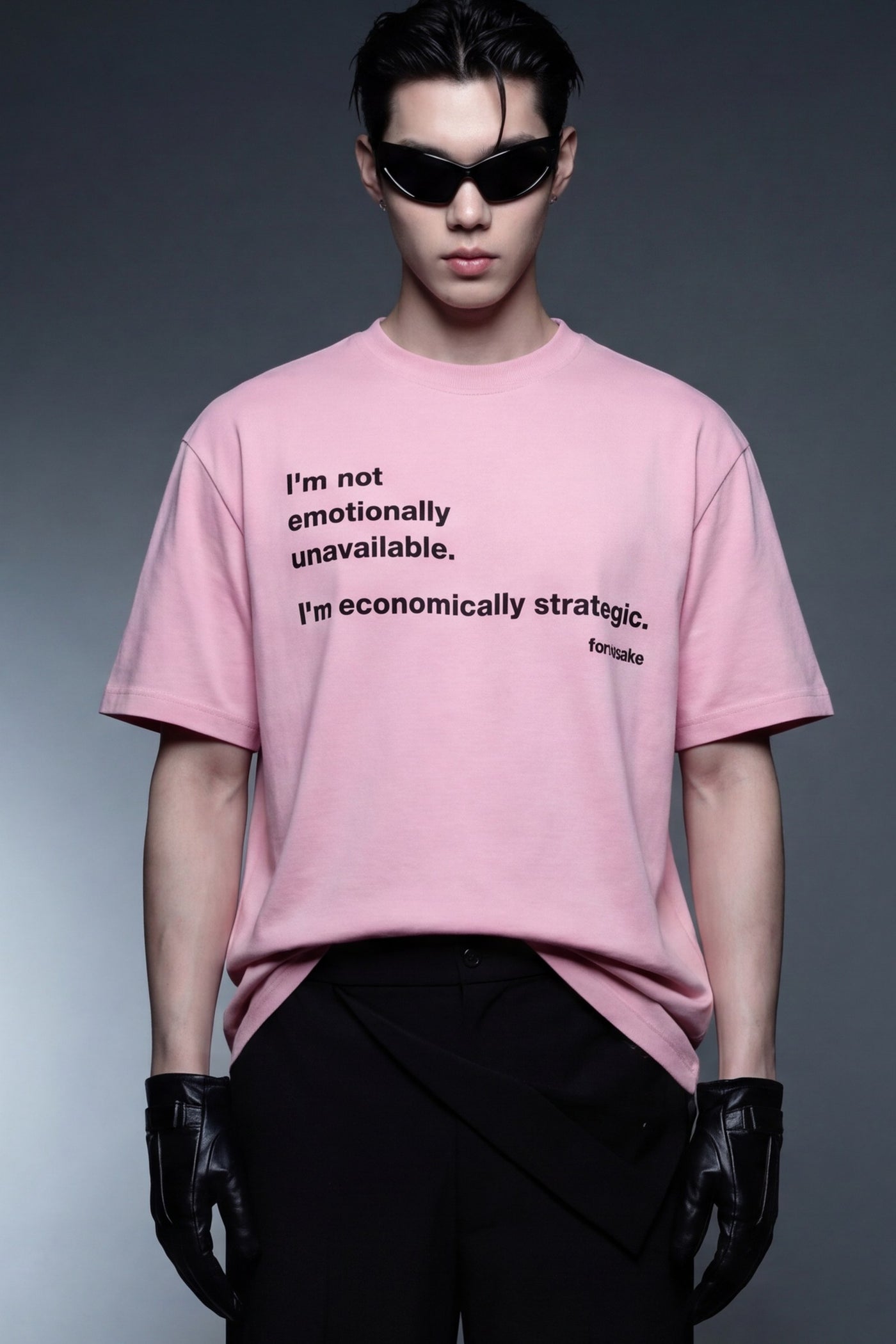 FFS cropped 2:3 | original_media:gid://shopify/MediaImage/30933733146727 | position:5 | Forfksake Emotionally Unavailable Pink T-Shirt