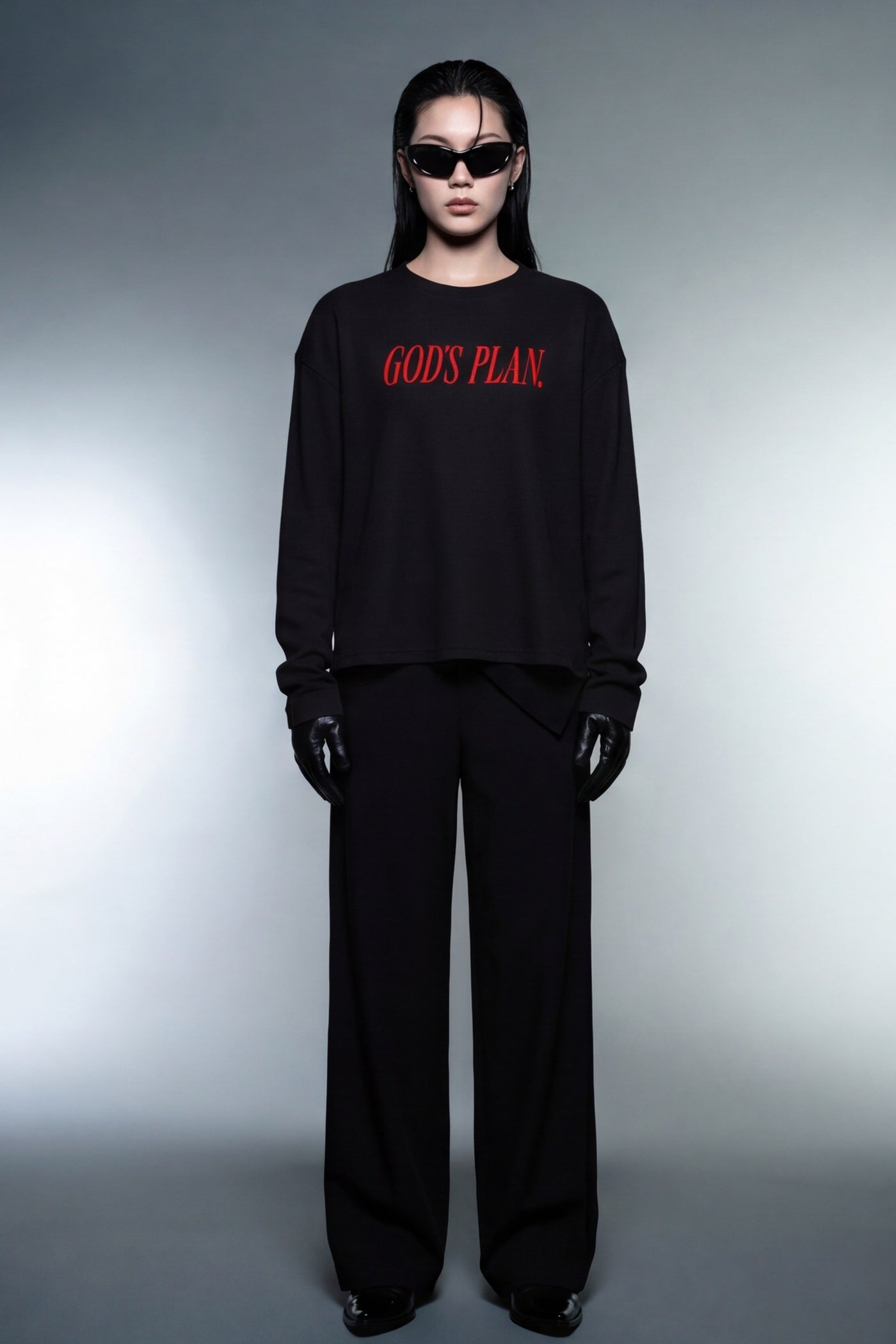 FFS cropped 2:3 | original_media:gid://shopify/MediaImage/30933939978343 | position:5 | Forfksake God's Plan Waffle Long Sleeve Black