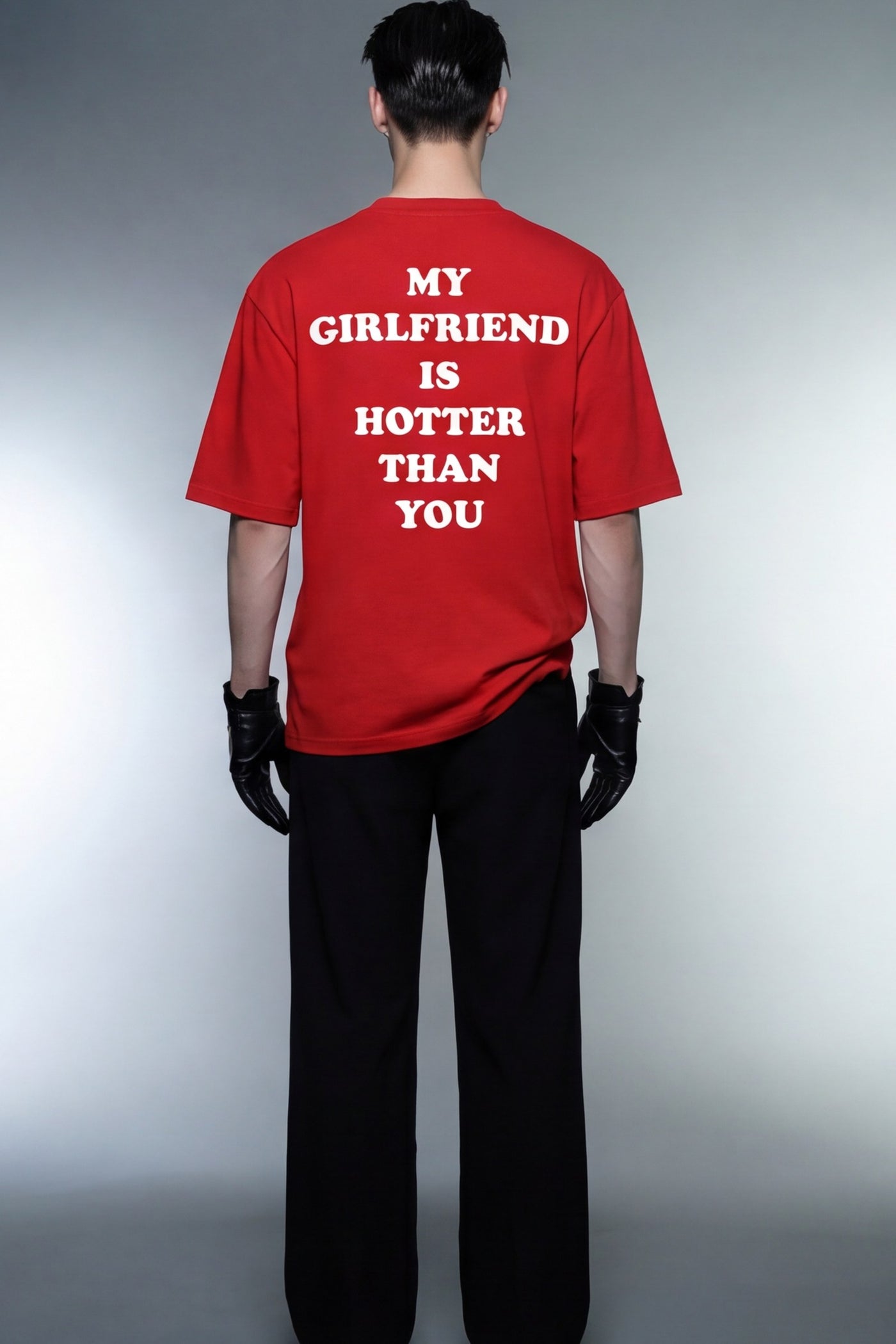 FFS cropped 2:3 | original_media:gid://shopify/MediaImage/30933972680807 | position:5 | Forfksake Hotter Girlfriend T-Shirt Red