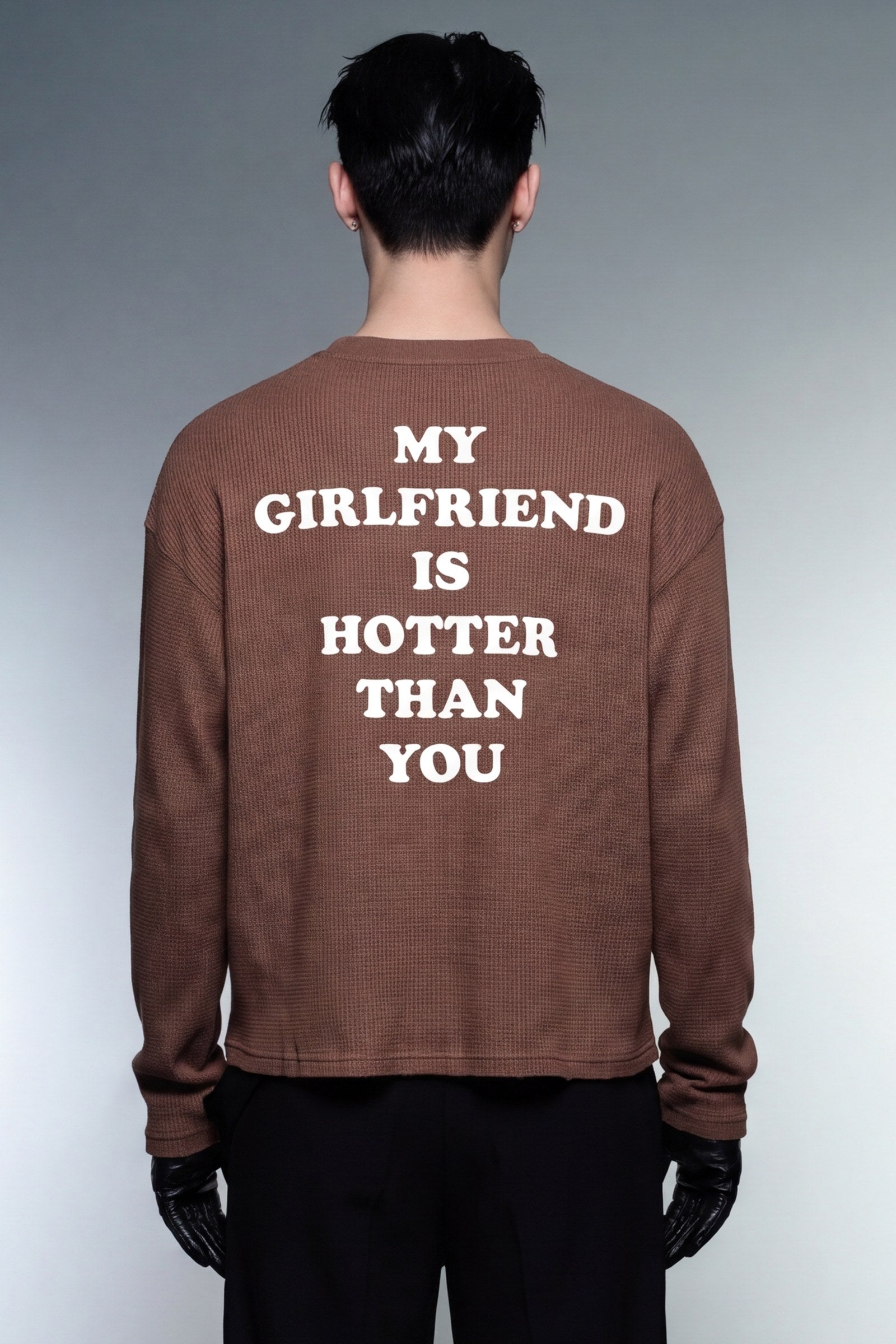 FFS cropped 2:3 | original_media:gid://shopify/MediaImage/30933977563239 | position:5 | Forfksake Hotter Girlfriend Waffle Long Sleeve Brown