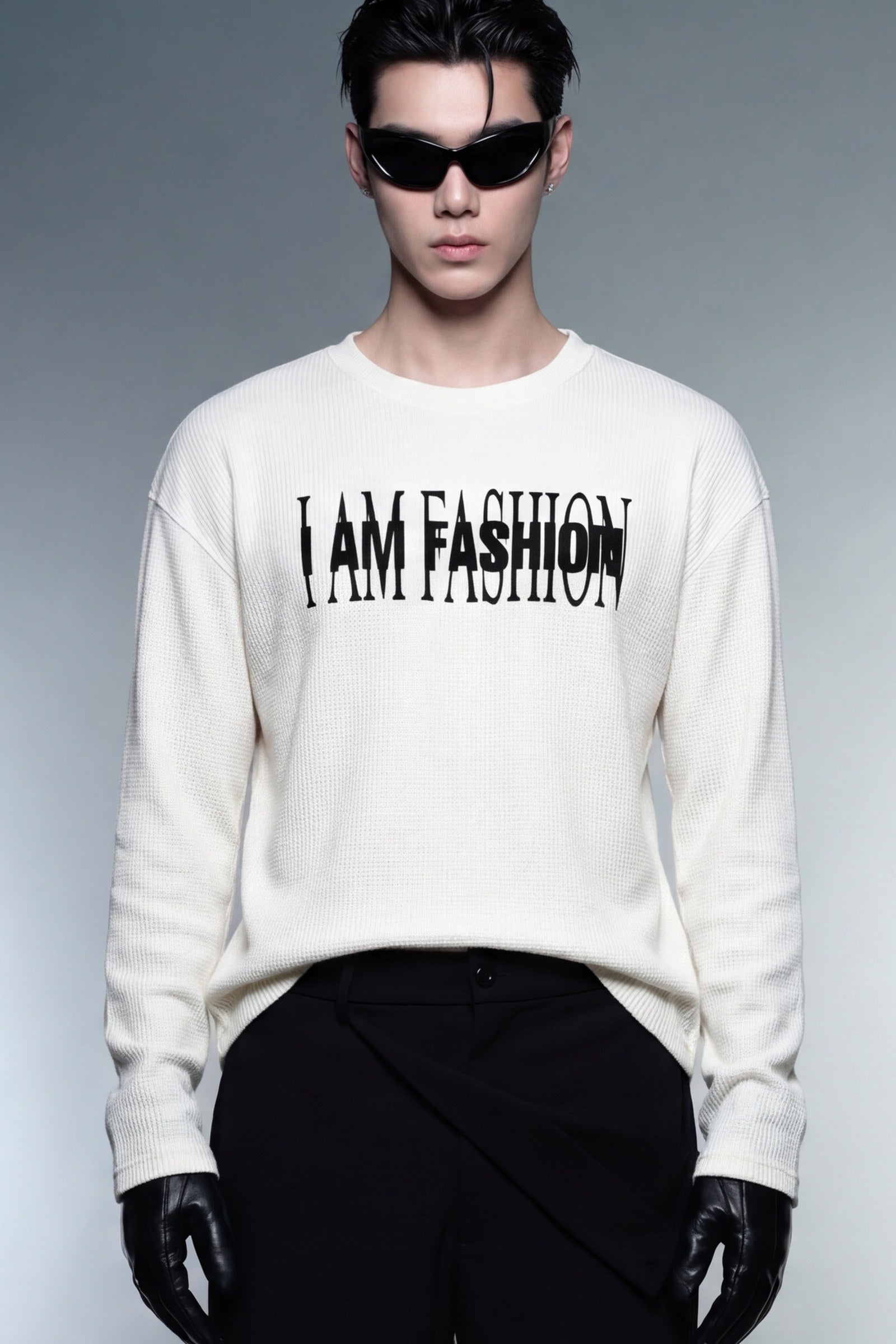 FFS cropped 2:3 | original_media:gid://shopify/MediaImage/30933983002727 | position:5 | Forfksake I Am Fashion Waffle Long Sleeve Off White