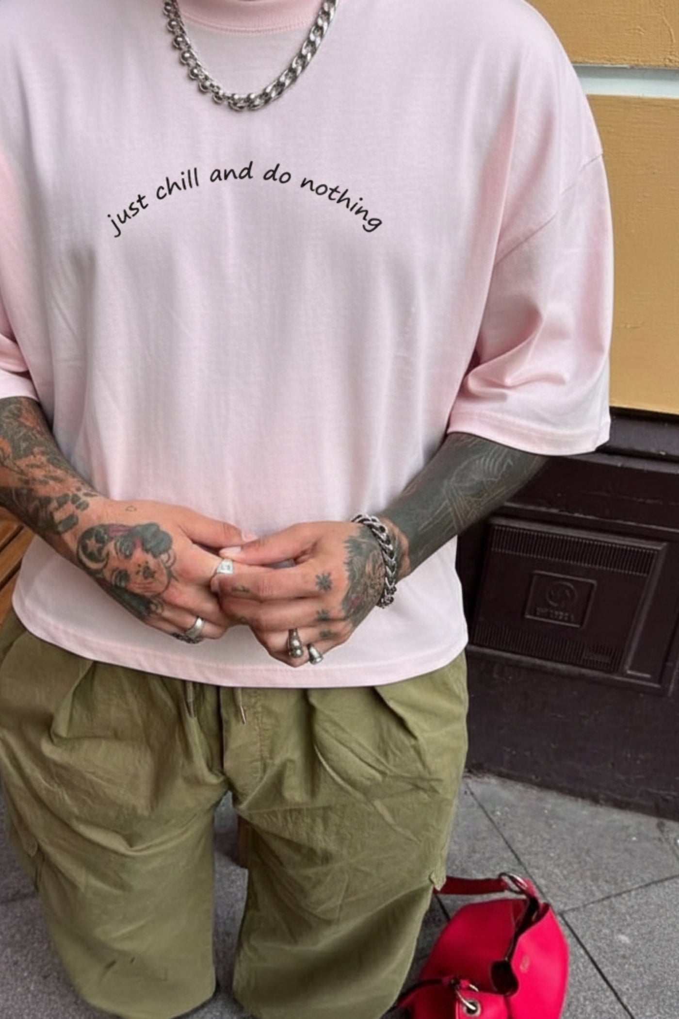 FFS cropped 2:3 | original_media:gid://shopify/MediaImage/30934008823911 | position:5 | Forfksake Just Chill And Do Nothing Pink T-Shirt