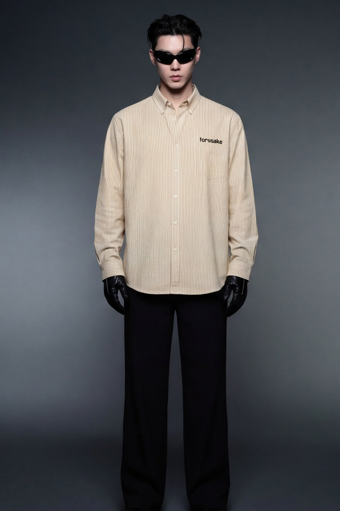 FFS cropped 2:3 | original_media:gid://shopify/MediaImage/30934107422823 | position:5 | Forfksake Overworked And Underfucked Stripe Shirt Beige