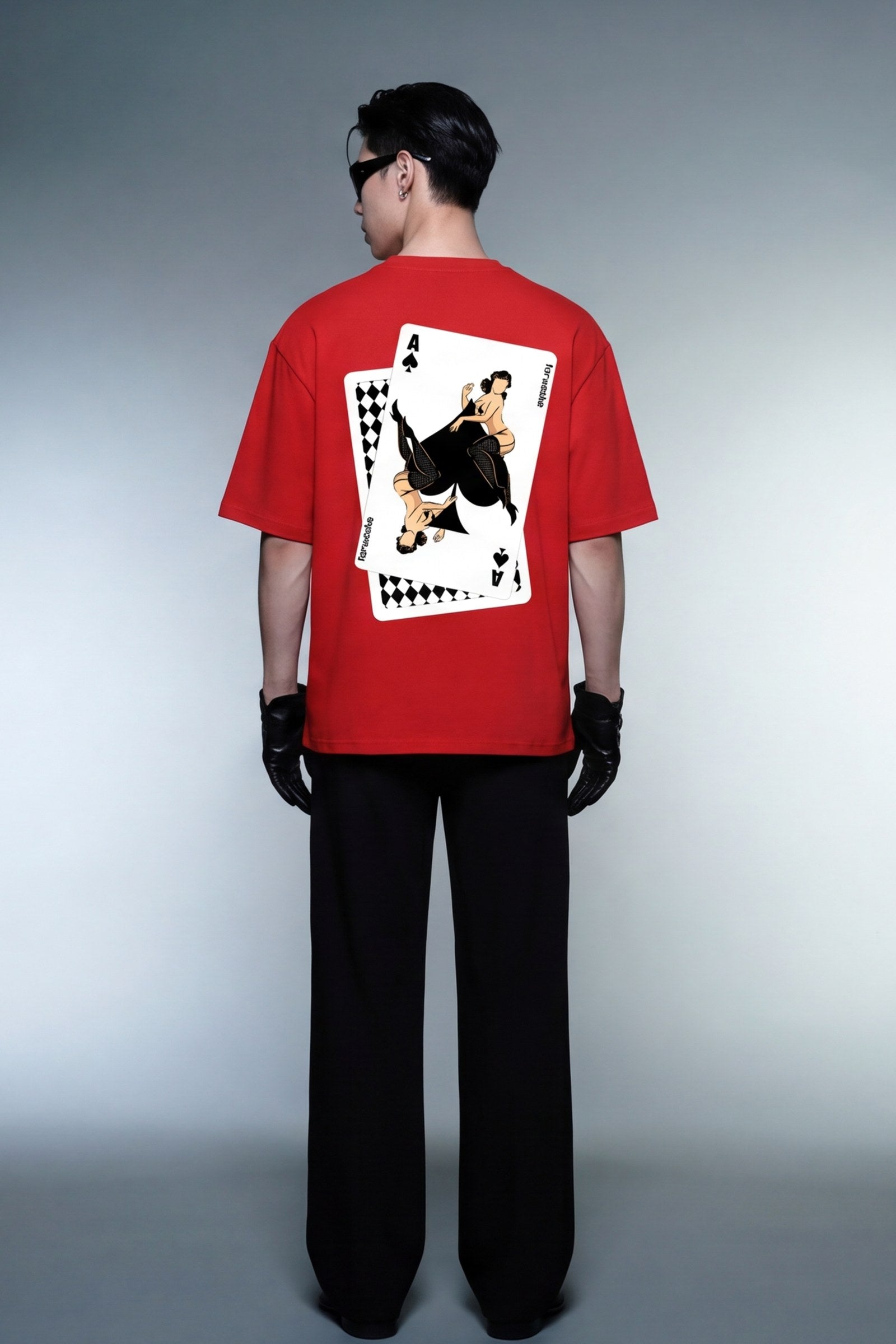 FFS cropped 2:3 | original_media:gid://shopify/MediaImage/30934126985319 | position:5 | Forfksake Play Your Hand Red T-Shirt
