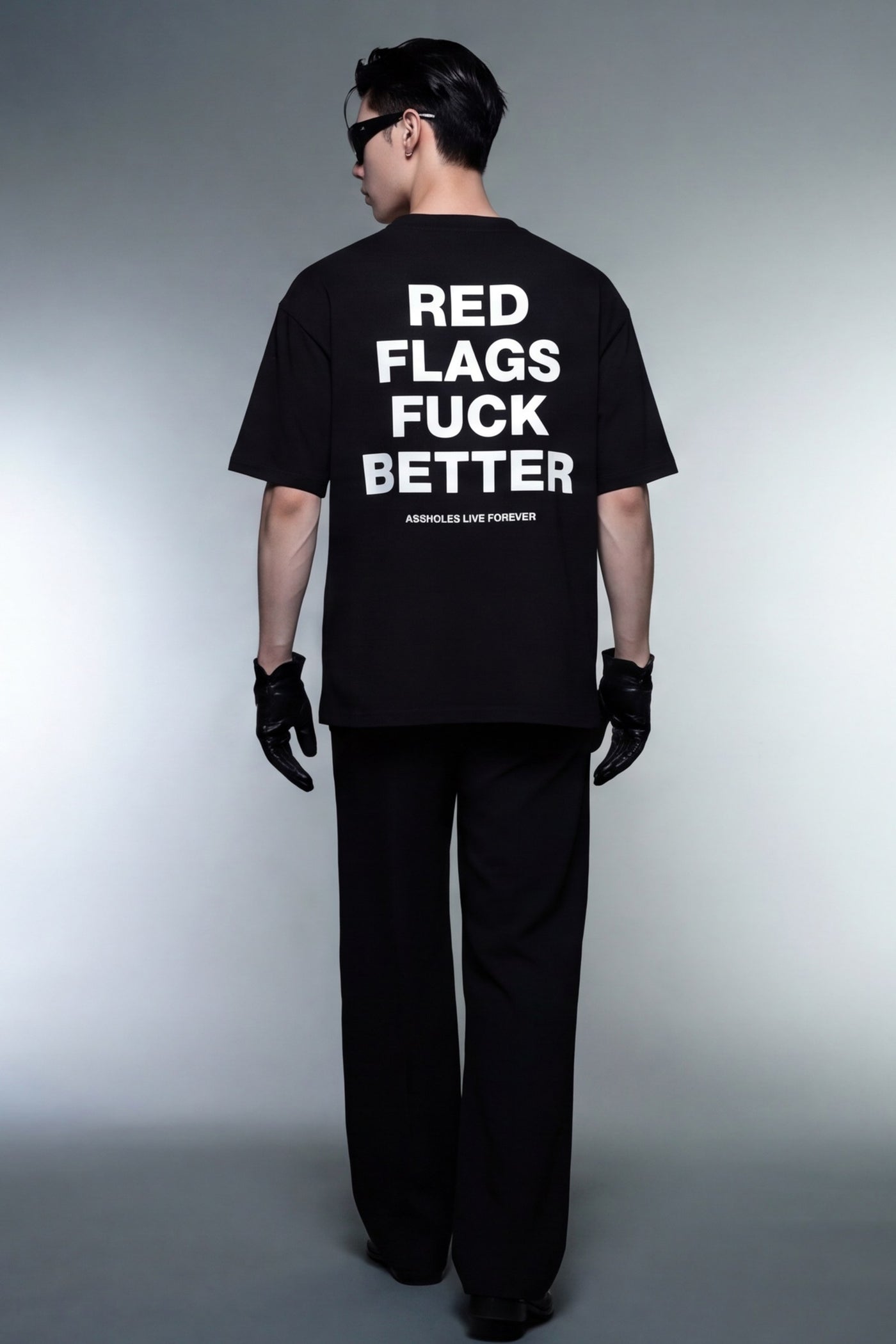 FFS cropped 2:3 | original_media:gid://shopify/MediaImage/30934153724007 | position:5 | Forfksake Red Flags T-Shirt Black
