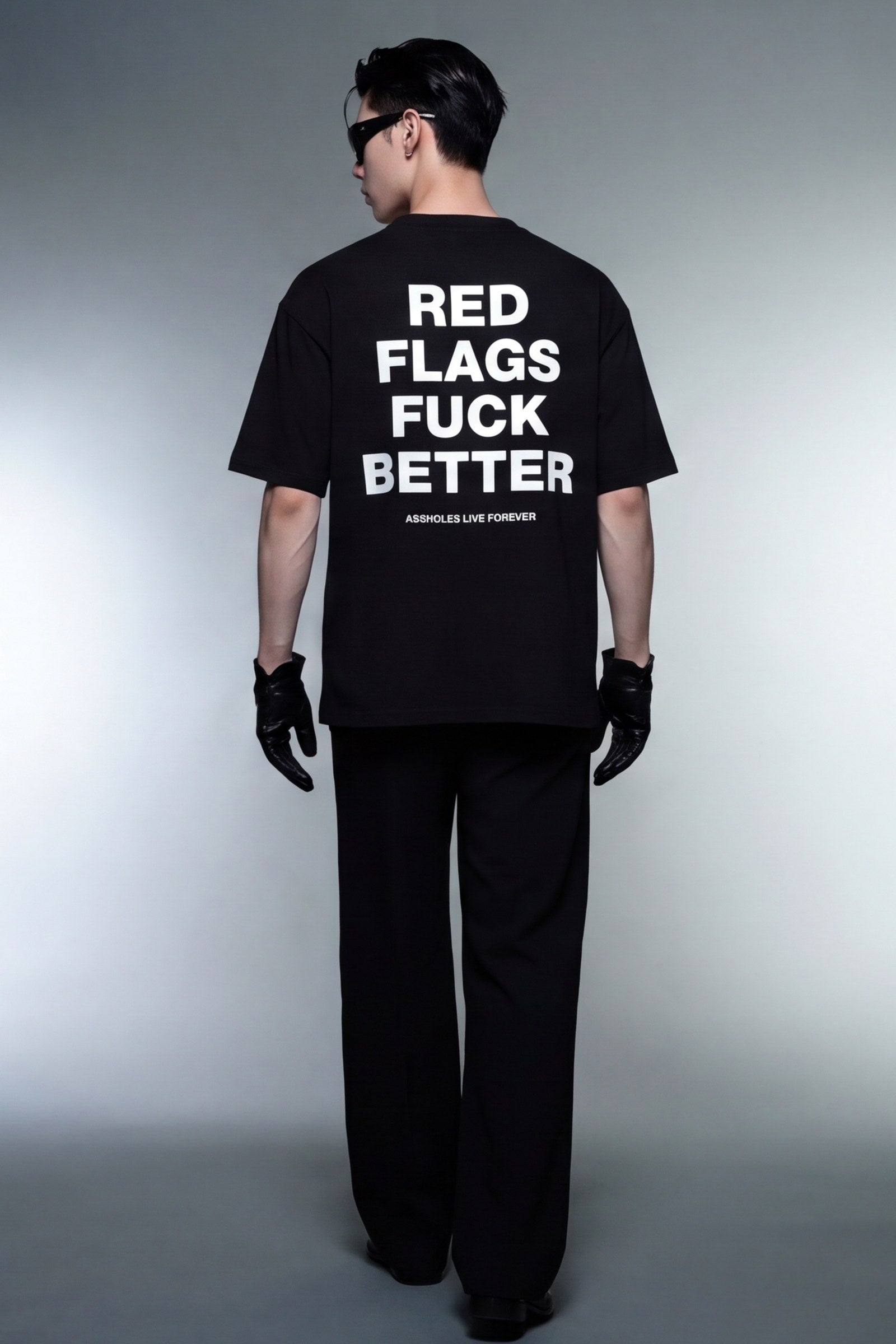 FFS cropped 2:3 | original_media:gid://shopify/MediaImage/30934153724007 | position:5 | Forfksake Red Flags T-Shirt Black