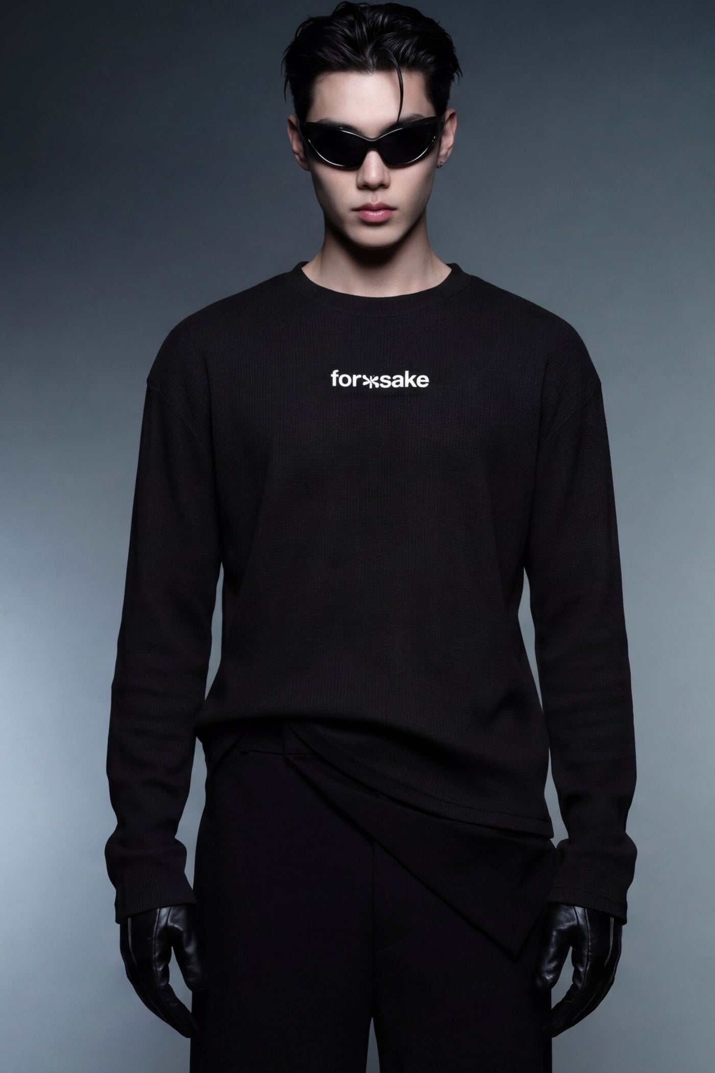 FFS cropped 2:3 | original_media:gid://shopify/MediaImage/30934275358823 | position:5 | Forfksake Warning Label Waffle Long Sleeve Black