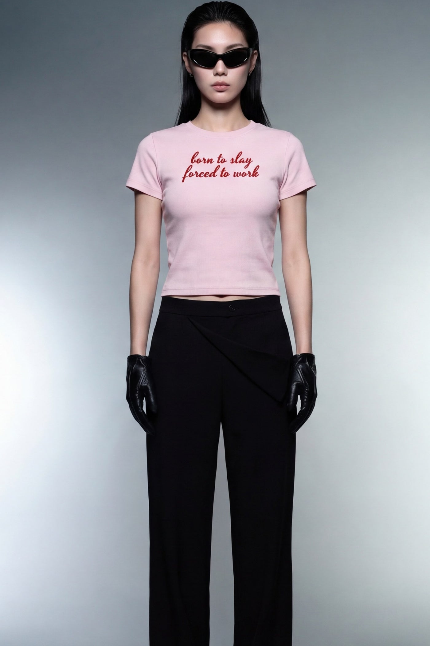 FFS cropped 2:3 | original_media:gid://shopify/MediaImage/30934300328039 | position:5 | Forfksake Work Pink Baby Tee