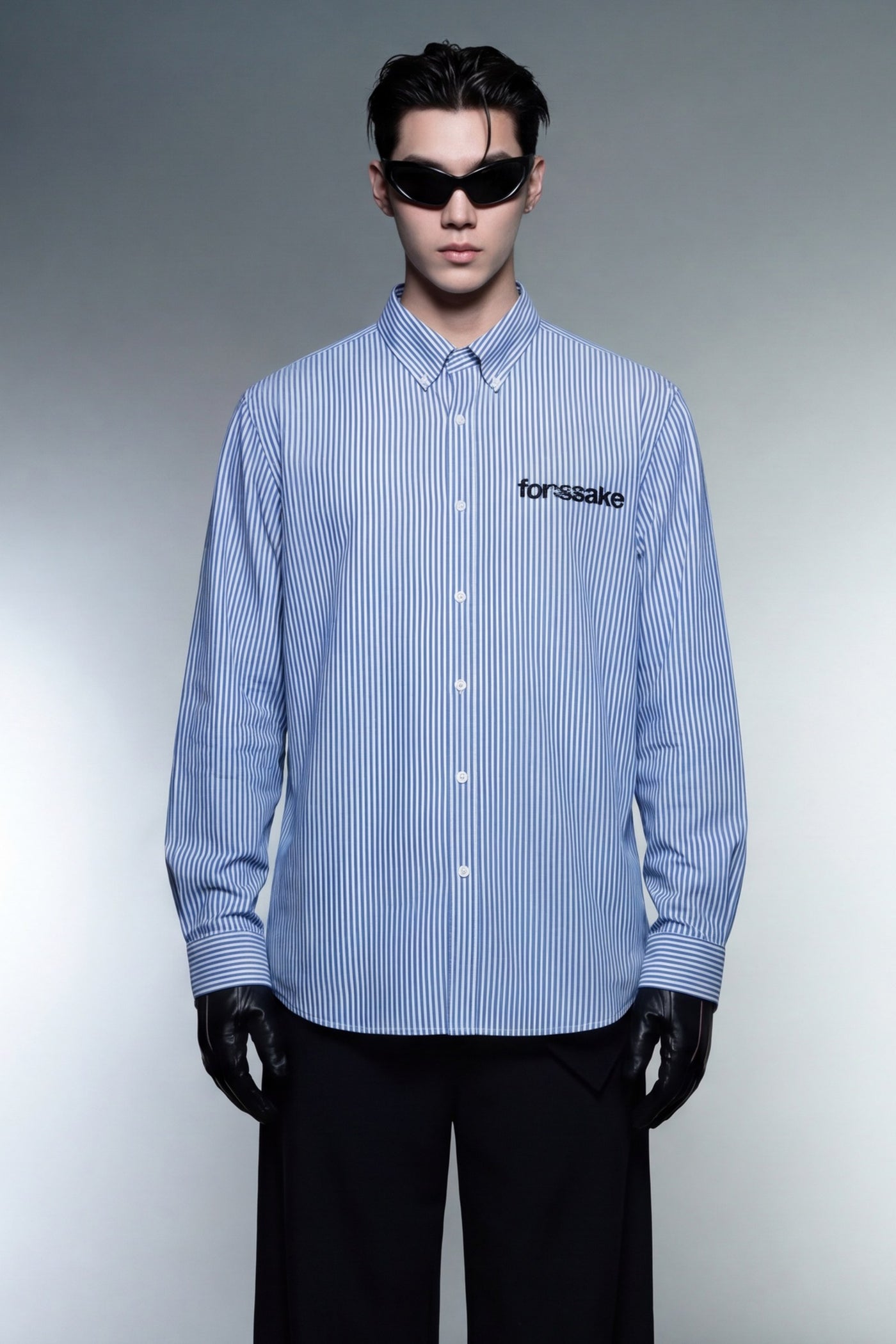 FFS cropped 2:3 | original_media:gid://shopify/MediaImage/30934306685031 | position:5 | Forfksake You Need Money Striped Shirt Blue