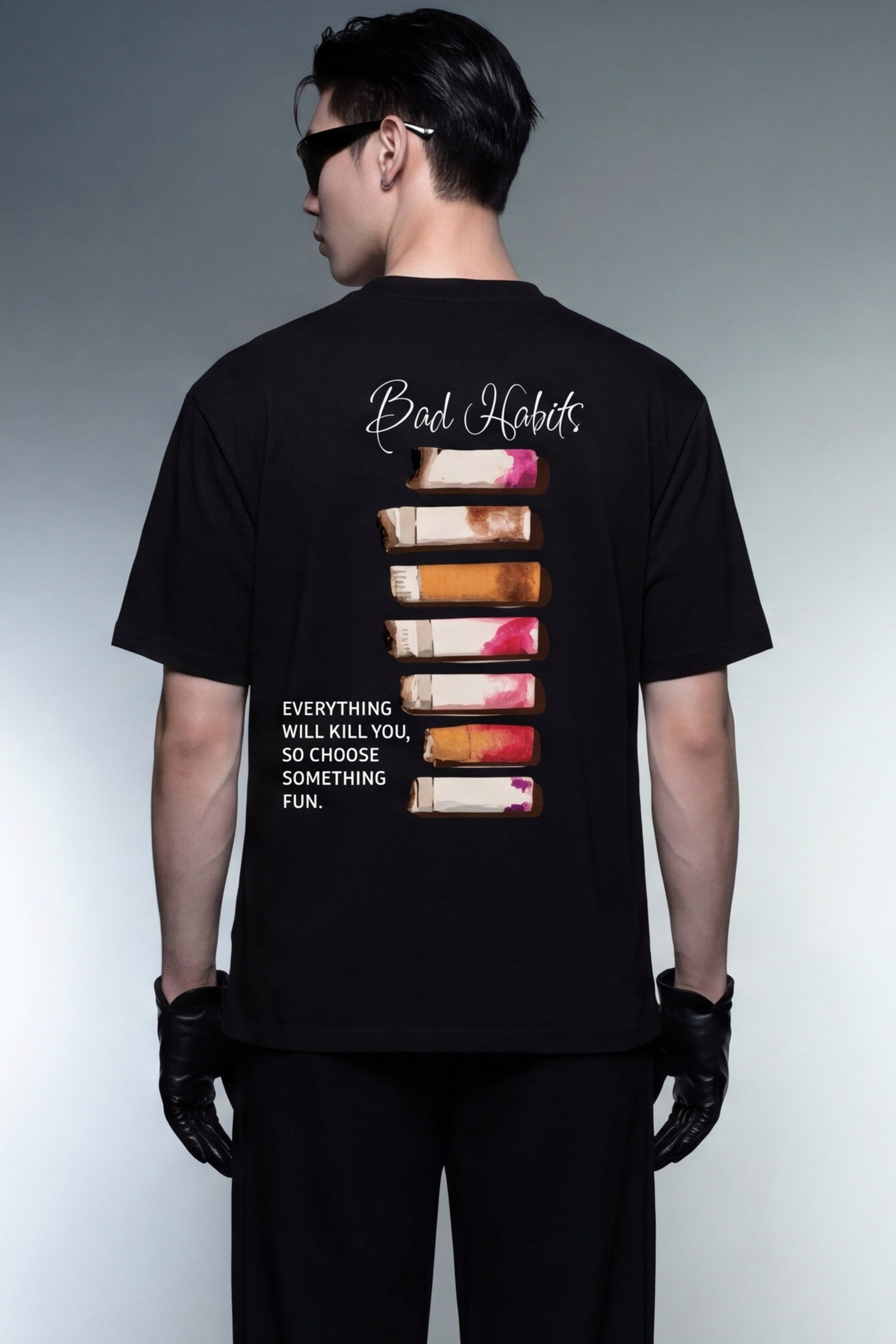 FFS cropped 2:3 | original_media:gid://shopify/MediaImage/30933652668519 | position:6 | Forfksake Bad Habits Black T-Shirt