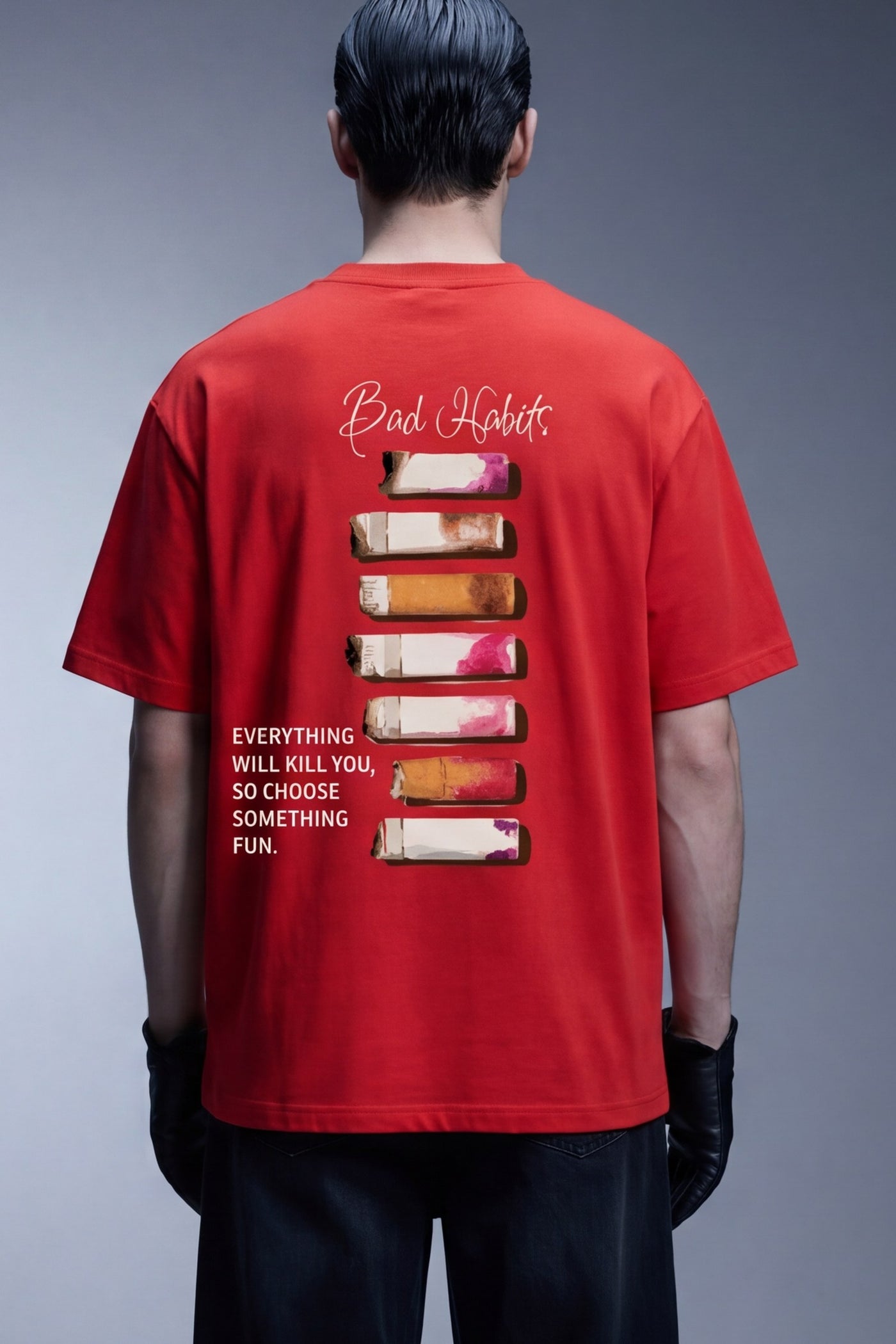 FFS cropped 2:3 | original_media:gid://shopify/MediaImage/30933654110311 | position:6 | Forfksake Bad Habits T-Shirt(red)