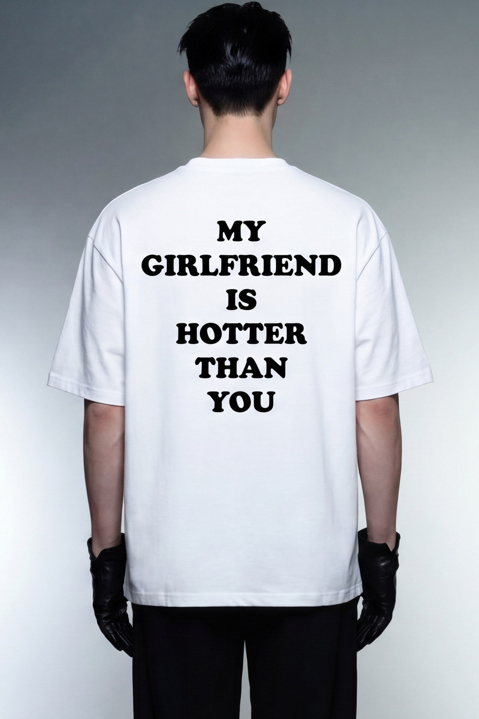 FFS cropped 2:3 | original_media:gid://shopify/MediaImage/30933976318055 | position:6 | Forfksake Hotter Girlfriend T-Shirt White