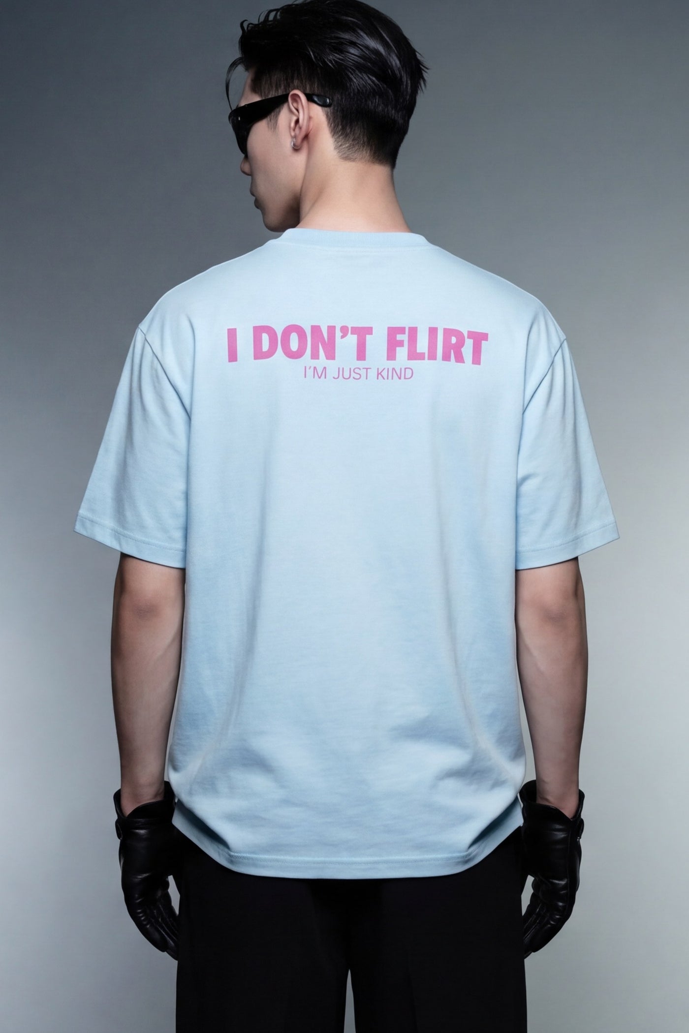 FFS cropped 2:3 | original_media:gid://shopify/MediaImage/30933989720167 | position:6 | Forfksake I Don't Flirt Light Blue T-Shirt