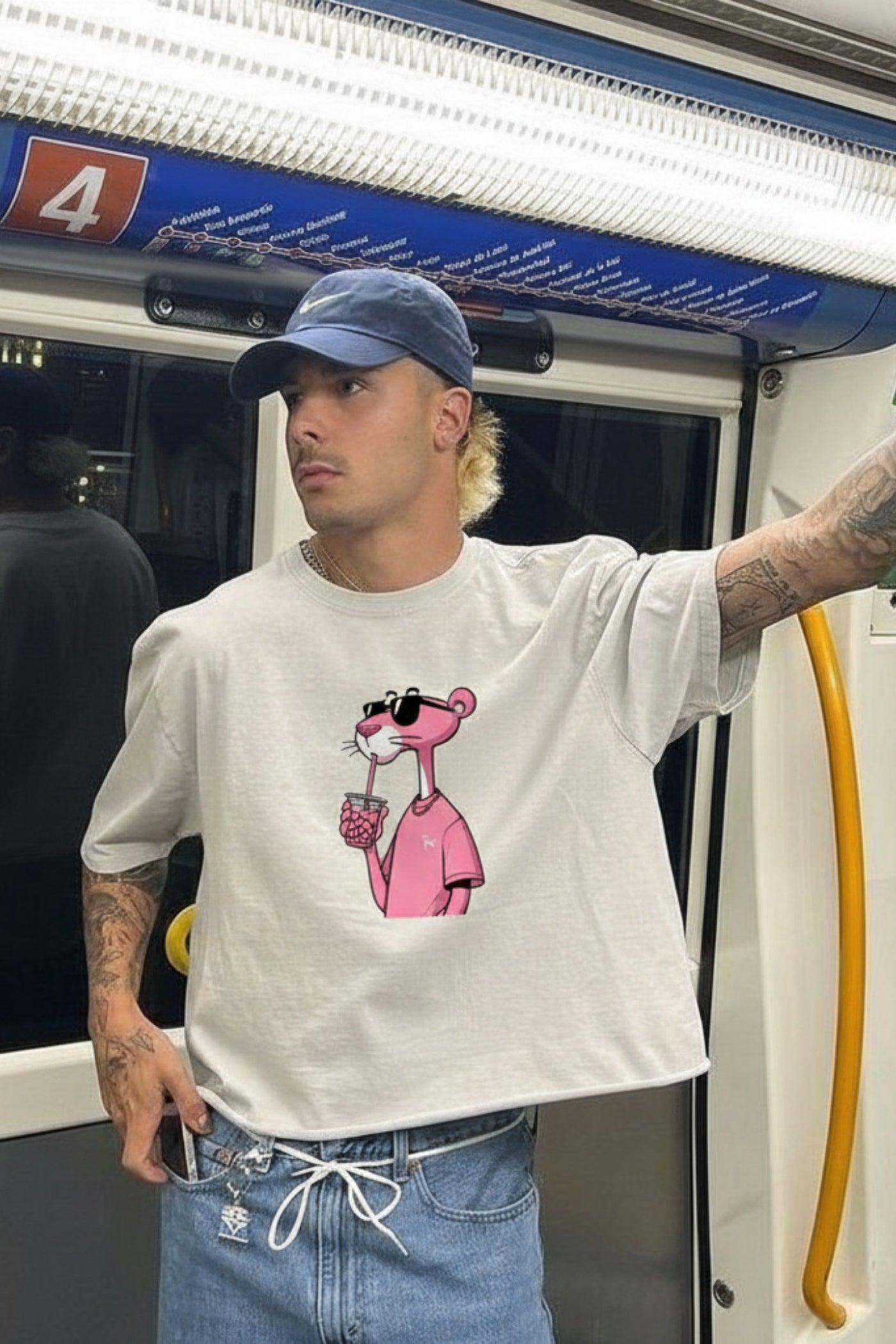 FFS cropped 2:3 | original_media:gid://shopify/MediaImage/30934119120999 | position:6 | Forfksake Pink Panther Boba Tea White T-Shirt