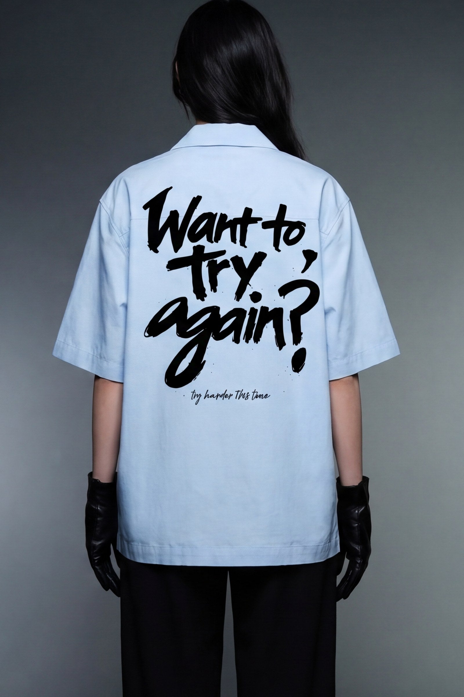 FFS cropped 2:3 | original_media:gid://shopify/MediaImage/30934265364583 | position:6 | Forfksake Try Harder Light Blue Bowling Shirt