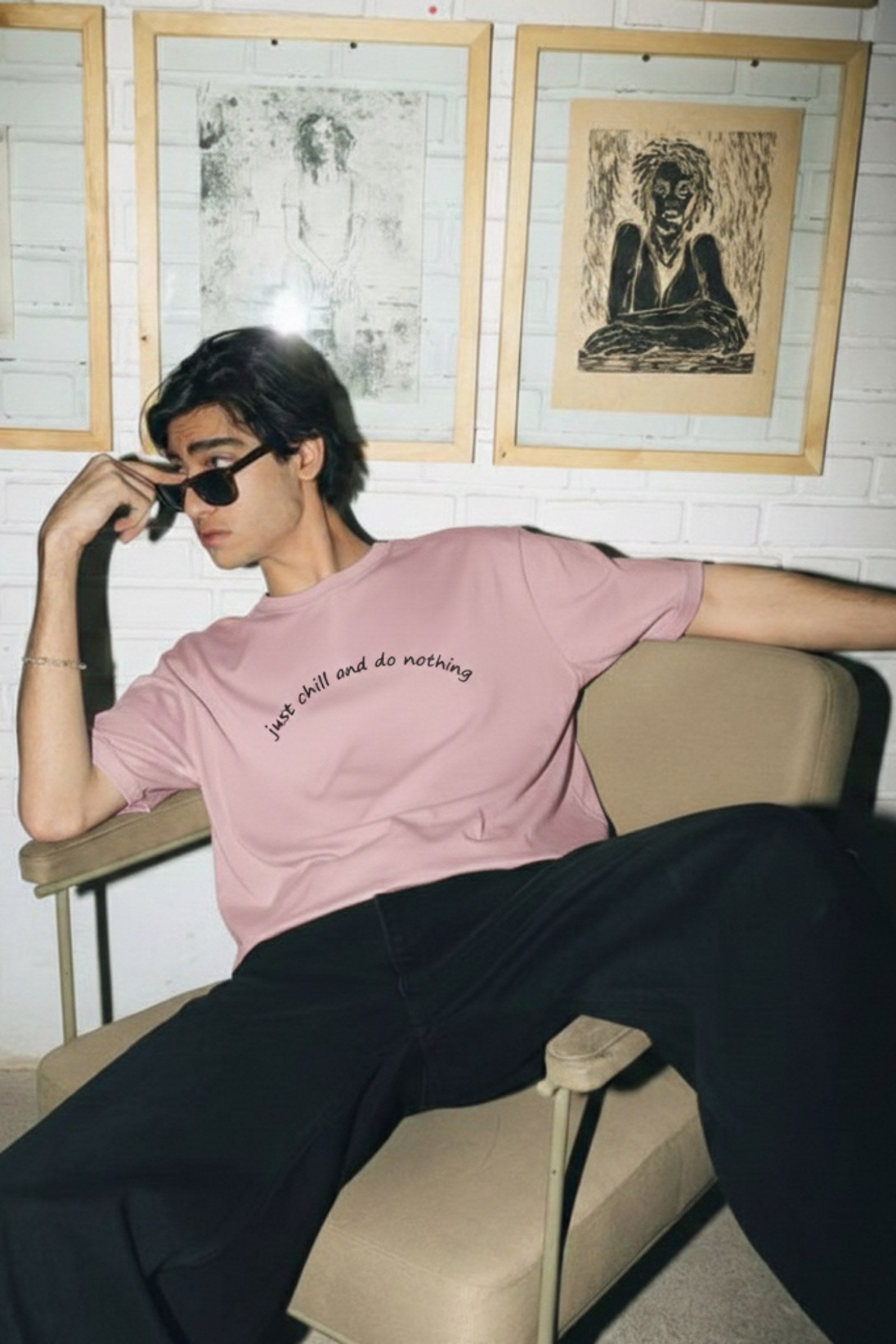 FFS cropped 2:3 | original_media:gid://shopify/MediaImage/30934009151591 | position:7 | Forfksake Just Chill And Do Nothing Pink T-Shirt