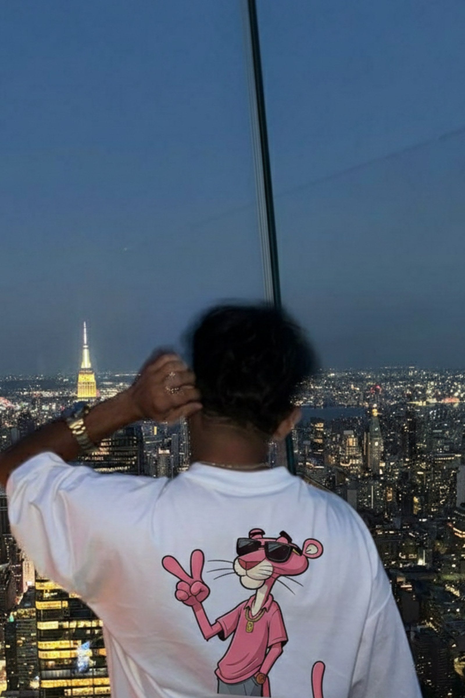 FFS cropped 2:3 | original_media:gid://shopify/MediaImage/30934124134503 | position:7 | Forfksake Pink Panther White T-Shirt