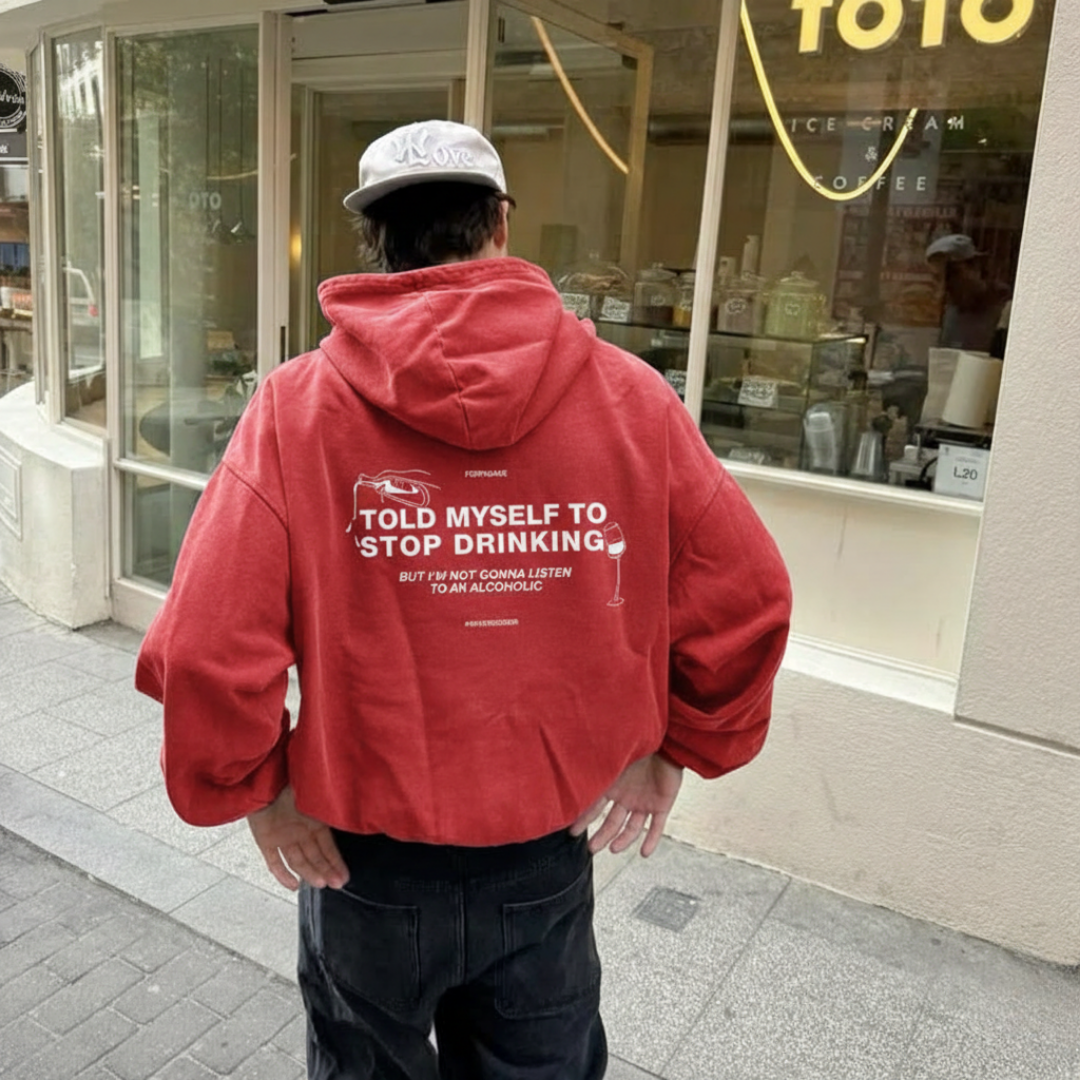FORFKSAKE ALCOHOLIC RED HOODIE