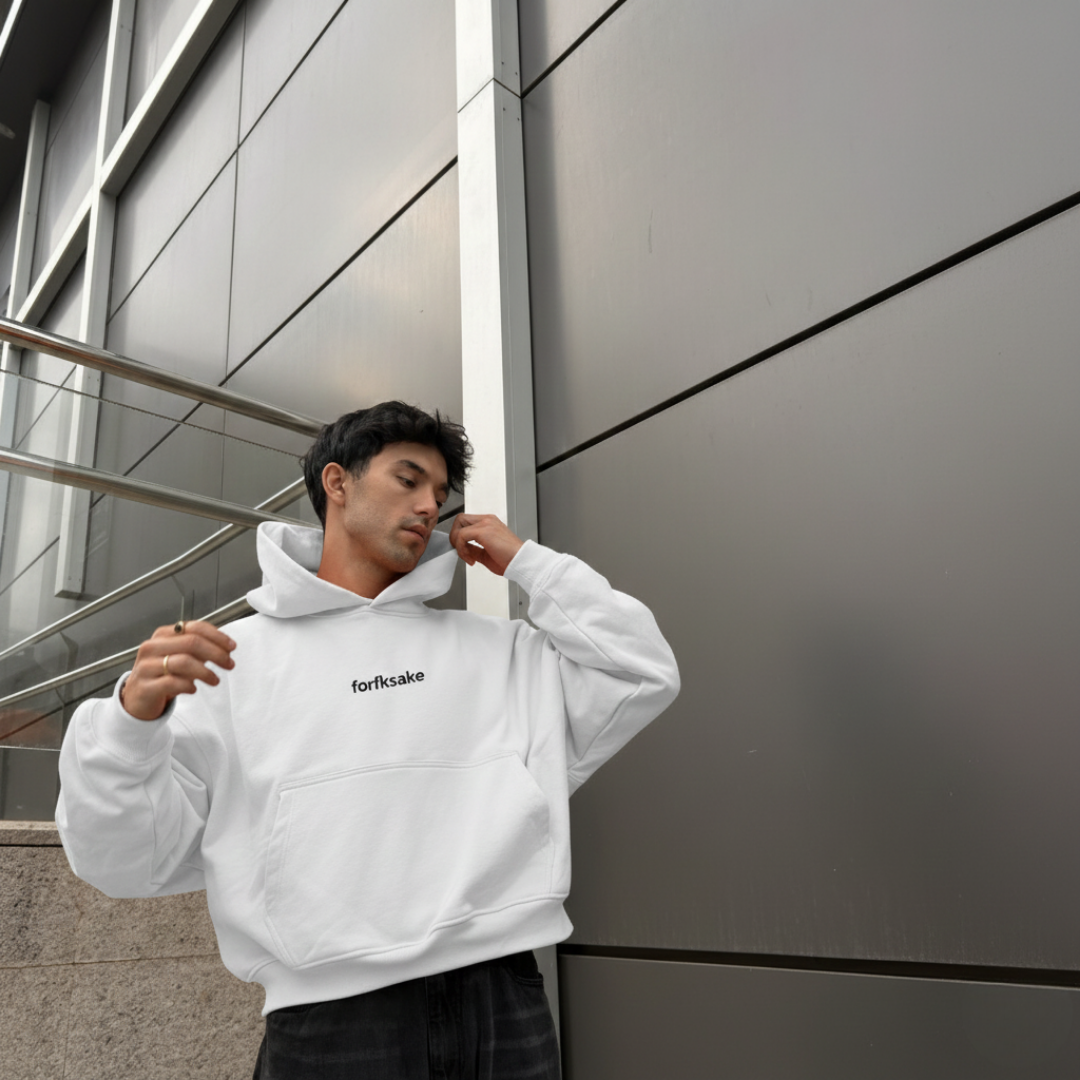 FORFKSAKE MIDDLE FINGER WHITE HOODIE