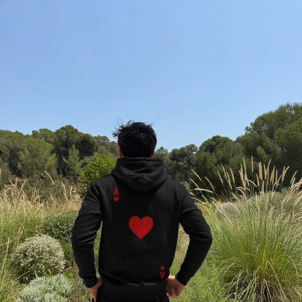 FORFKSAKE FEELING LUCKY ACE BLACK HOODIE