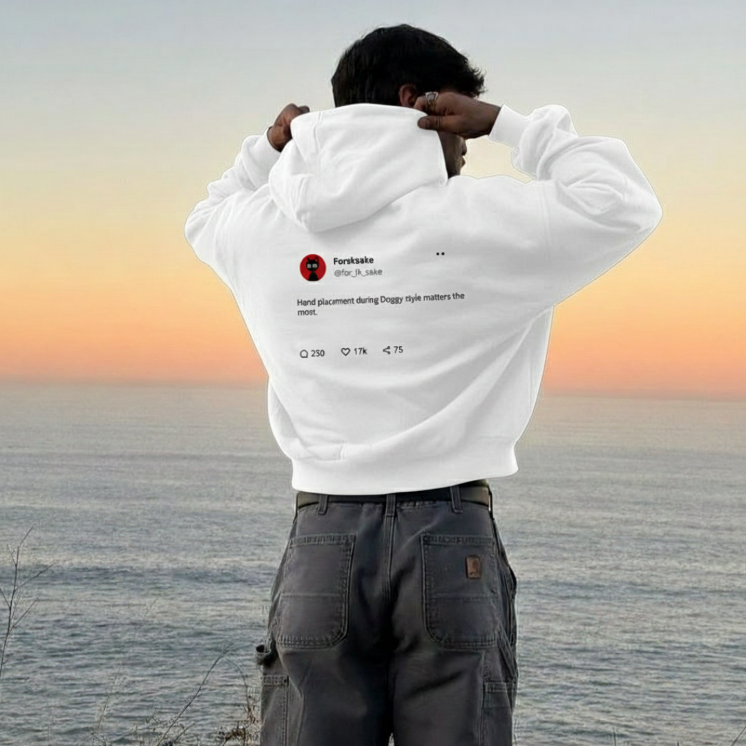 FORFKSAKE HAND PLACEMENT WHITE HOODIE