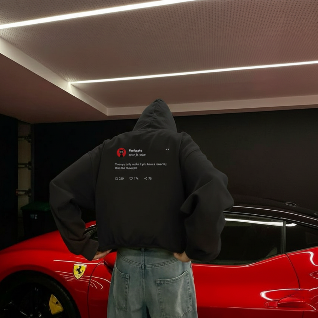 FORFKSAKE IQ DEPT BLACK HOODIE